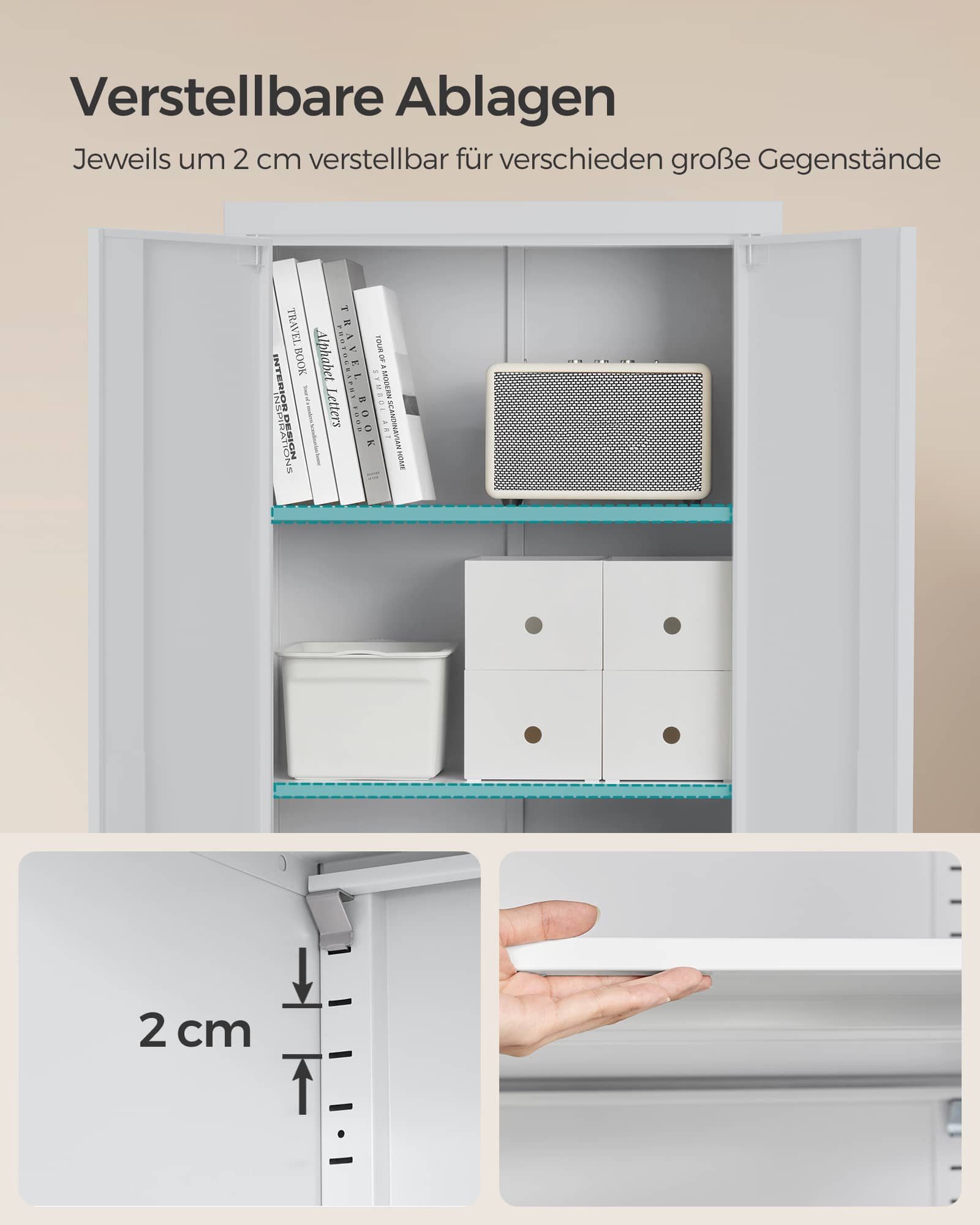 Aktenschrank mit Doppeltüren und 5 Ebenen Aktenschrank mit Doppeltüren und 5 Ebenen