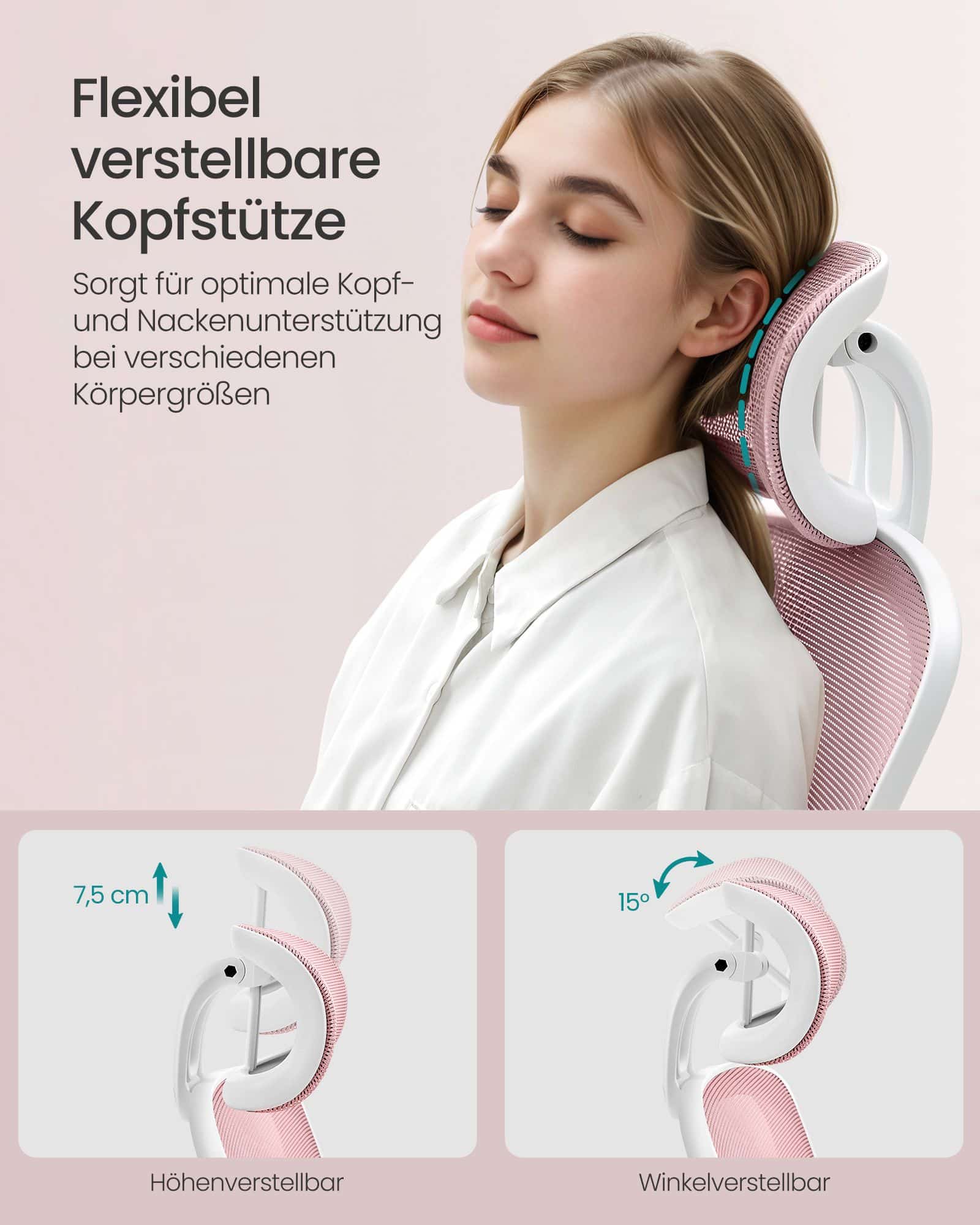 Bürostuhl ergonomisch mit Wippfunktion pastellrosa Bürostuhl ergonomisch mit Wippfunktion pastellrosa