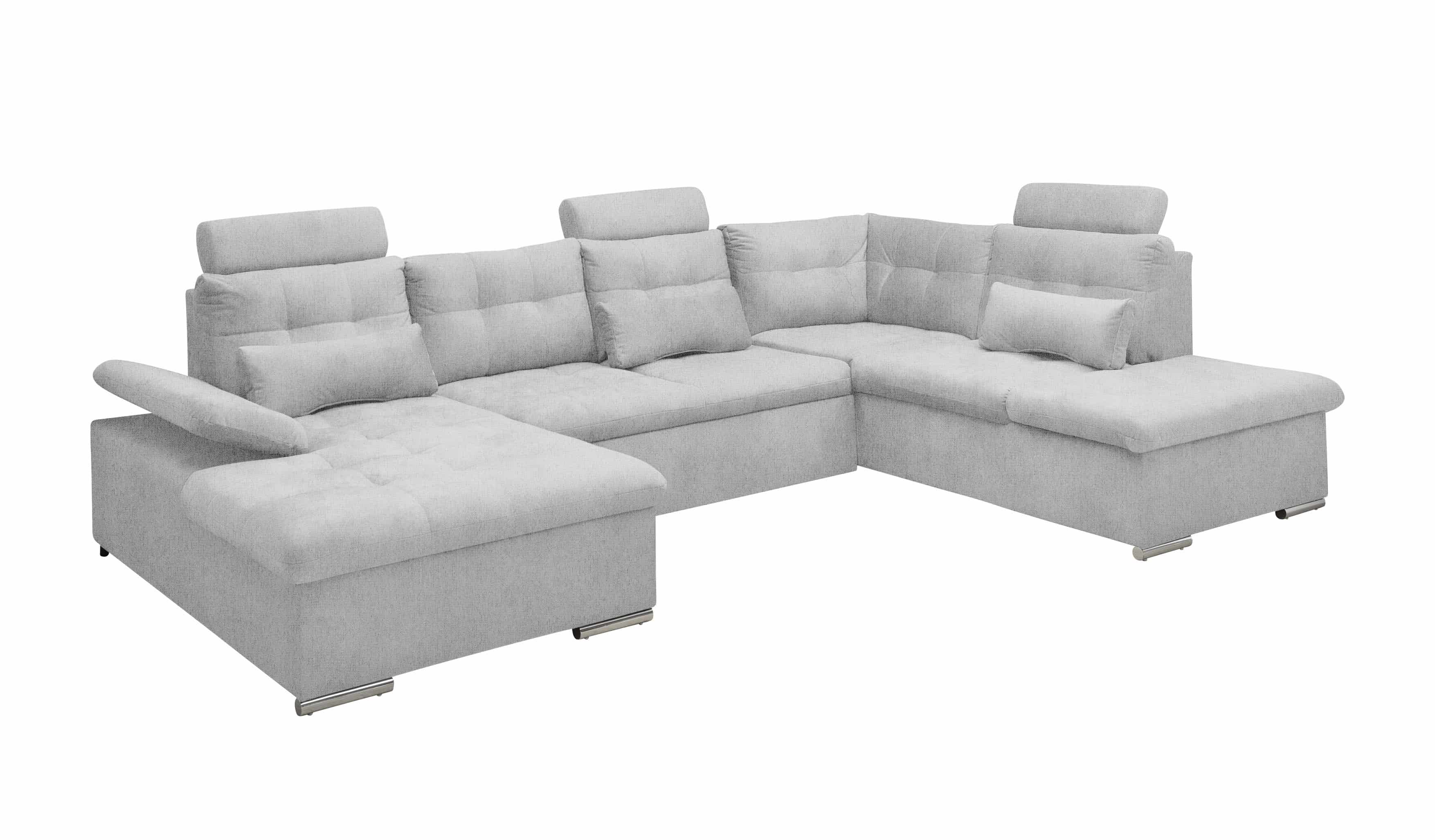 Couch U-Form mit Schlaffunktion und Bettkasten in Hellgrau - Medan XXL Couch U-Form mit Schlaffunktion und Bettkasten in Hellgrau - Medan XXL