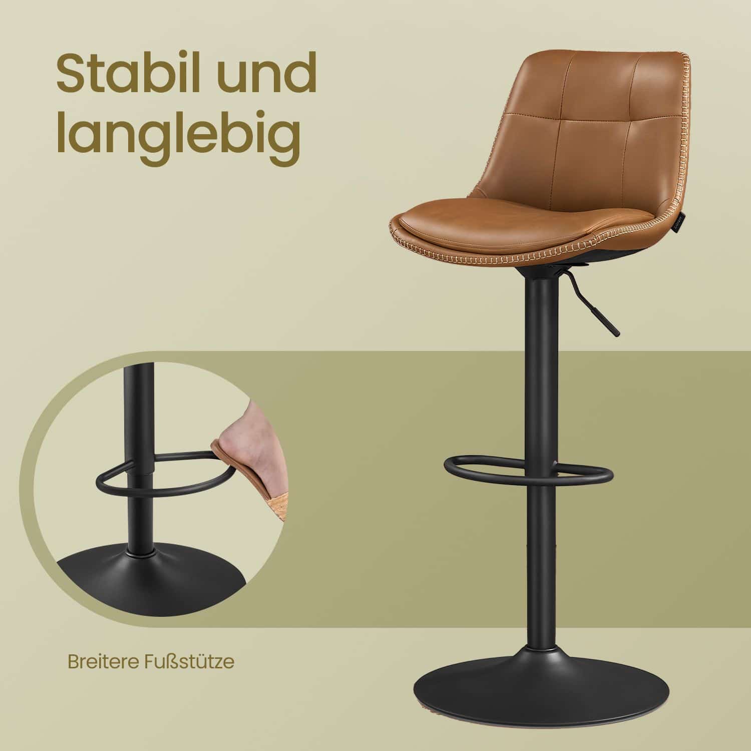 Barhocker 2er Set mit Rückenlehne karamellbraun Barhocker 2er Set mit Rückenlehne karamellbraun