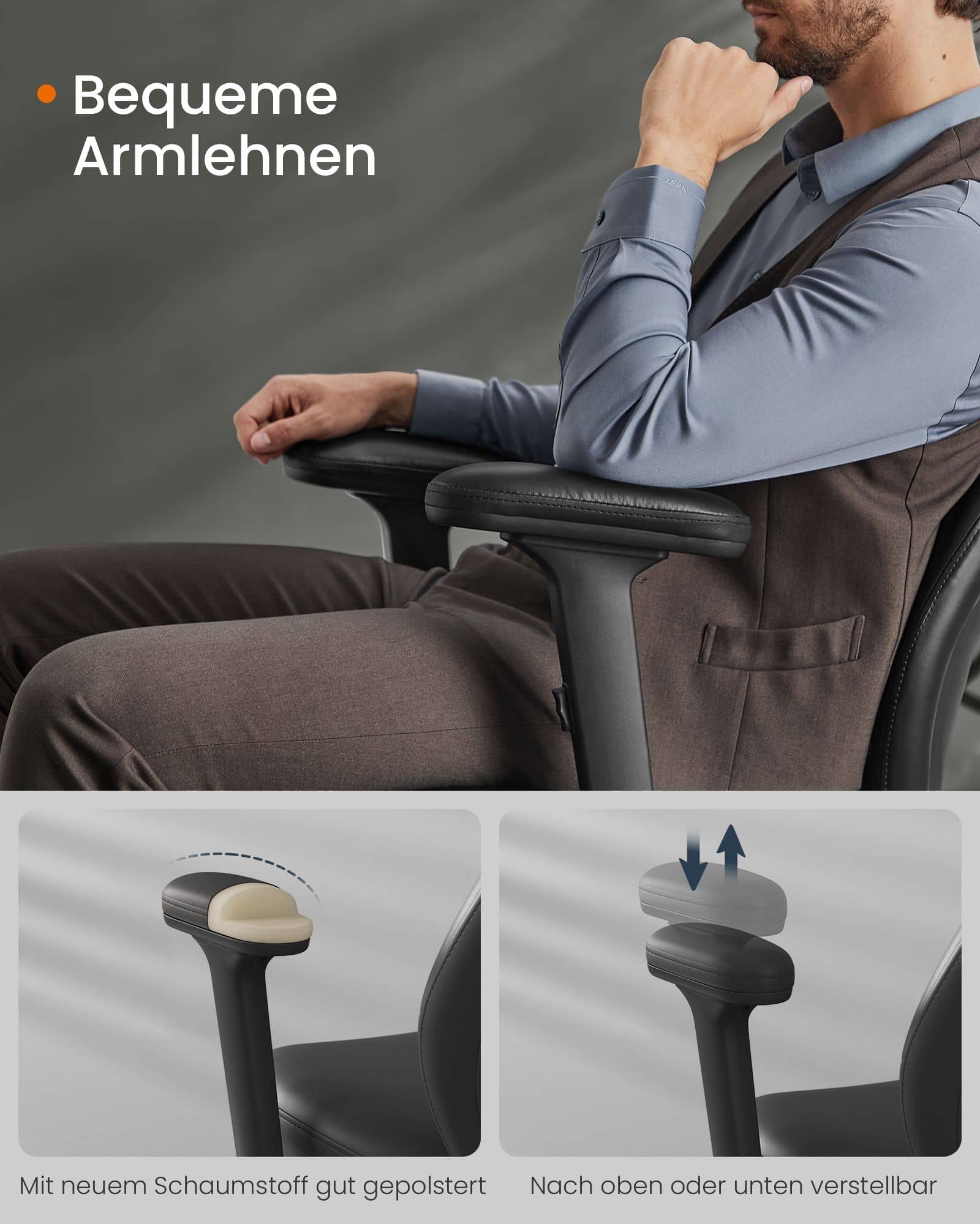 Bürostuhl mit verstellbaren Armlehnen tintenschwarz Bürostuhl mit verstellbaren Armlehnen tintenschwarz