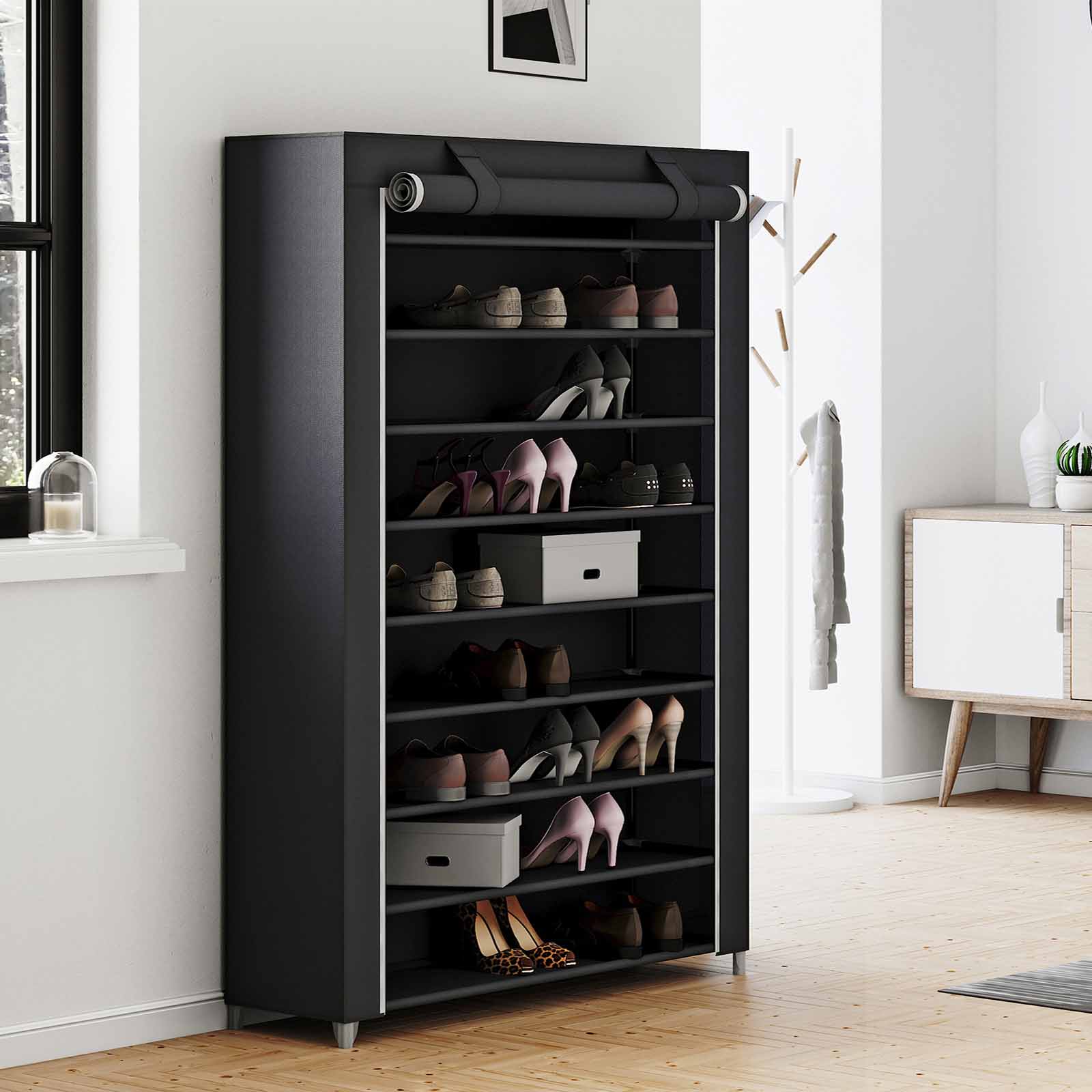 Schuhschrank mit Rolltür Schwarz-RXJ00HV1 Schuhschrank mit Rolltür Schwarz-RXJ00HV1