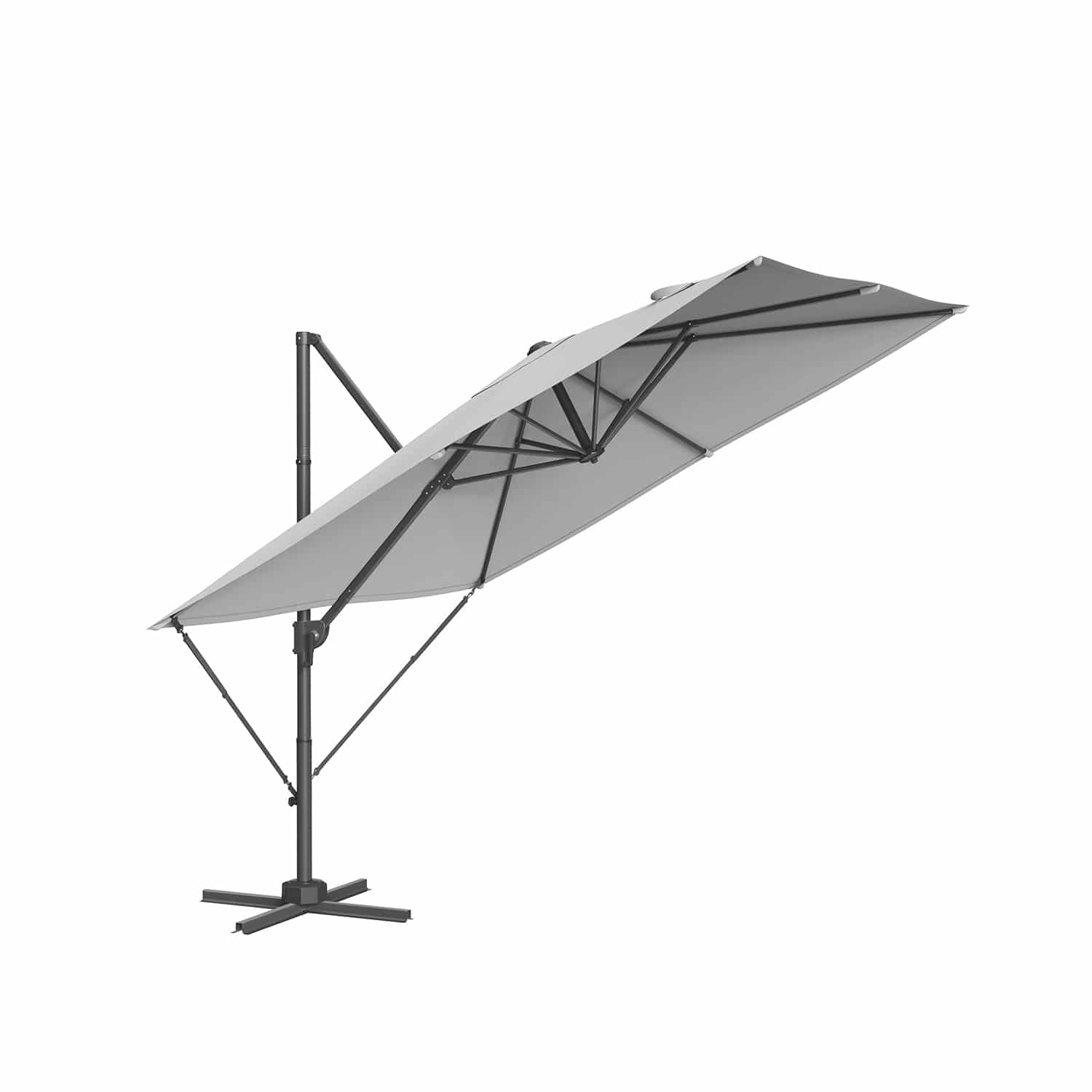 Sonnenschirm mit Kurbel und Kreuzfuß taubengrau Sonnenschirm mit Kurbel und Kreuzfuß taubengrau