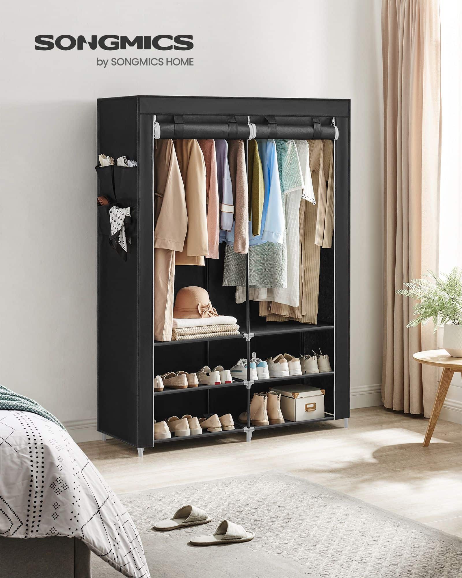 Kleiderschrank mit Ablagen viel Platz schwarz-RYG008B02 Kleiderschrank mit Ablagen viel Platz schwarz-RYG008B02