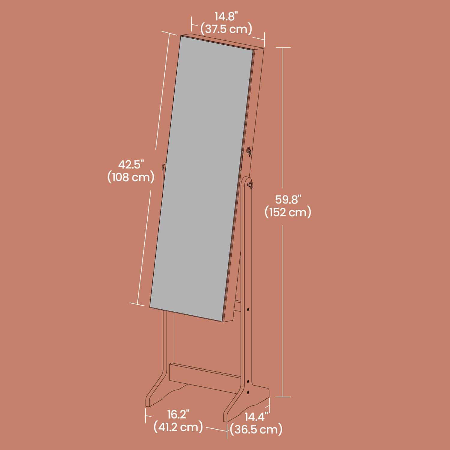Schmuckschrank stehend, Spiegelschrank, rahmenloser Ganzkörperspiegel Schmuckschrank stehend, Spiegelschrank, rahmenloser Ganzkörperspiegel