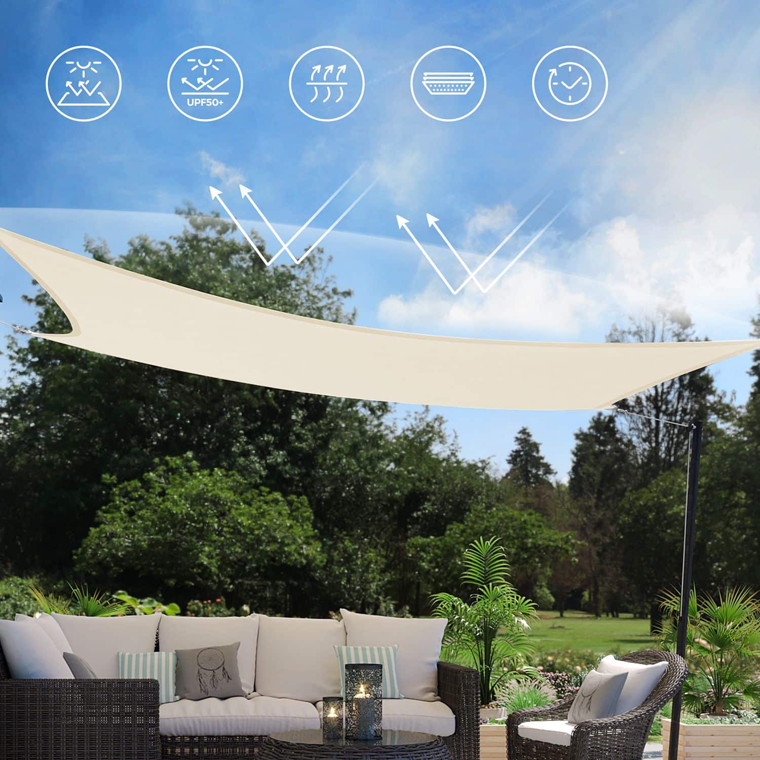 Sonnensegel 5 x 5 m für Terrasse-GSS55IV