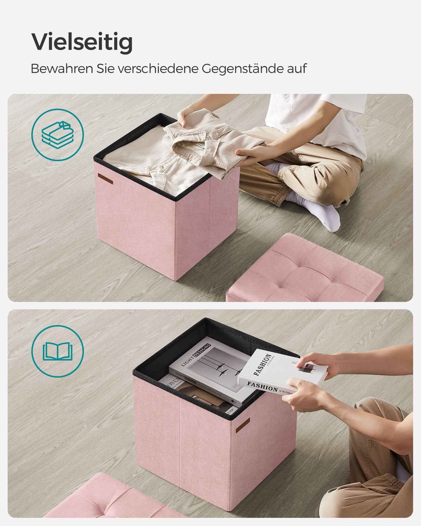 Sitzbank mit Stauraum für Flur pastellrosa