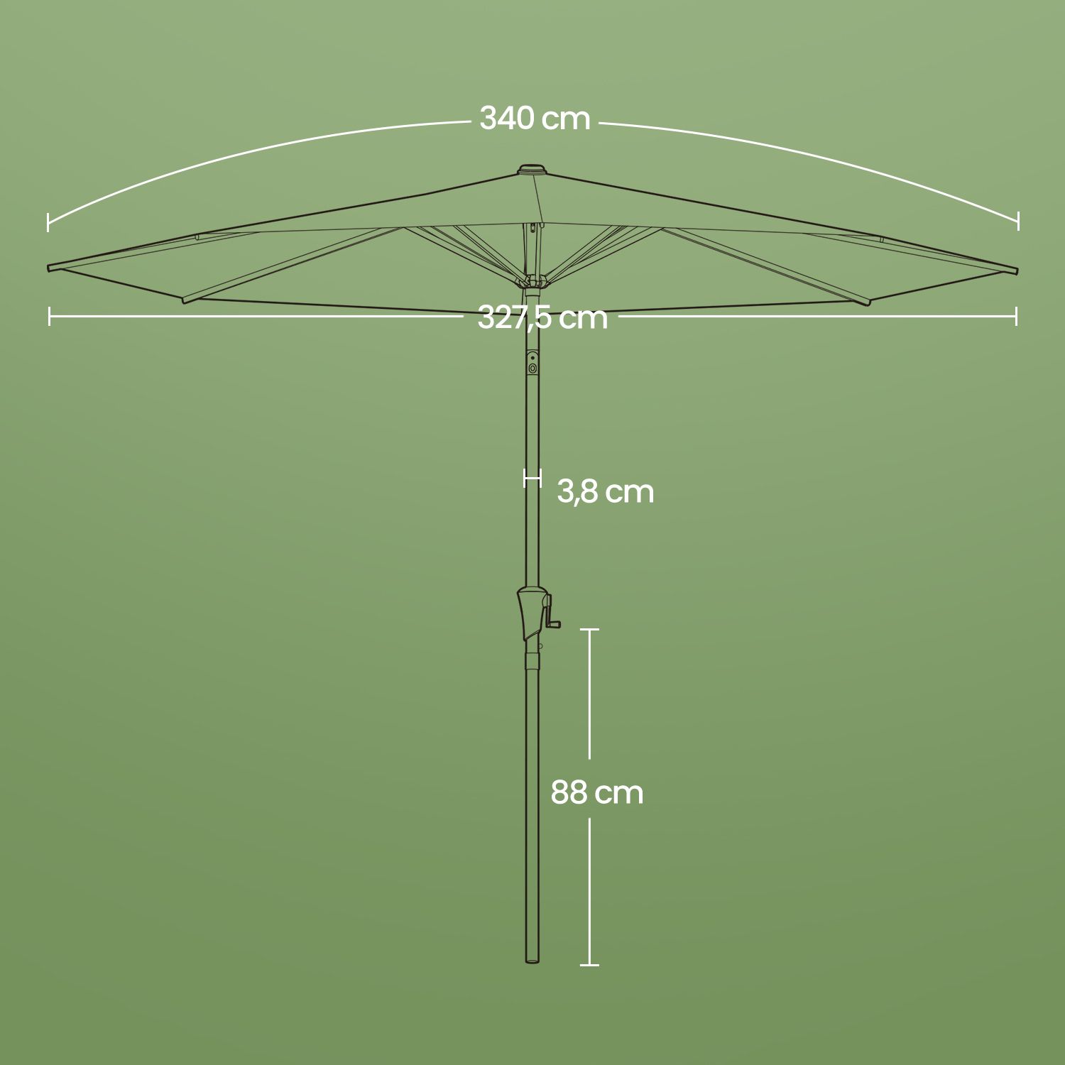 Sonnenschirm 340 cm, UPF 50+, Strandschirm Sonnenschirm 340 cm, UPF 50+, Strandschirm