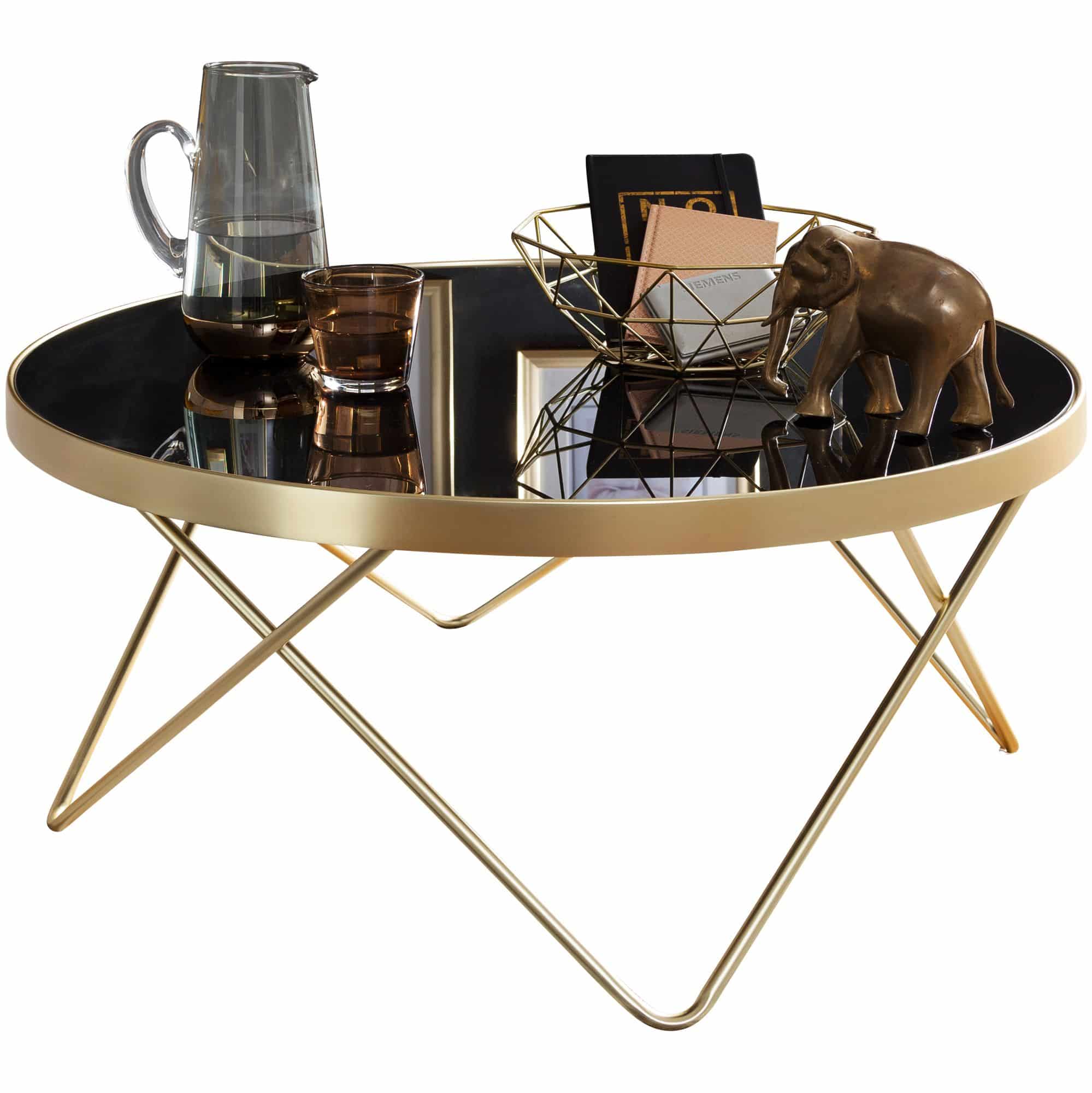 47920-WOHNLING-Couchtisch-DANA-42-5-cm-SchwarzFnT0aJGwymhag Beistelltisch Ø 82 cm – Schwarz & Mattgold, Glasplatte