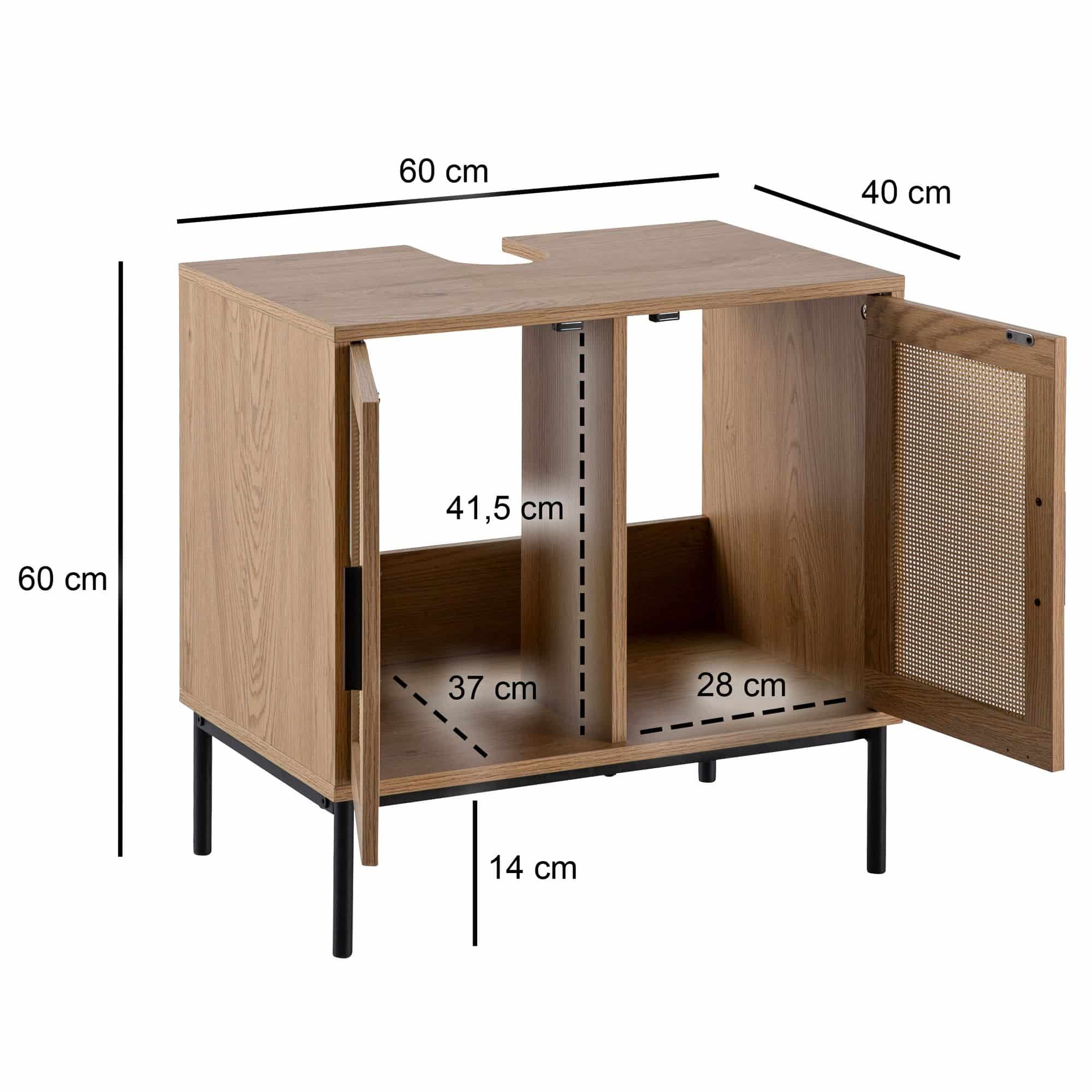 Waschbeckenunterschrank Eiche-Optik 60x60x40 cm mit Türen Waschbeckenunterschrank Eiche-Optik 60x60x40 cm mit Türen
