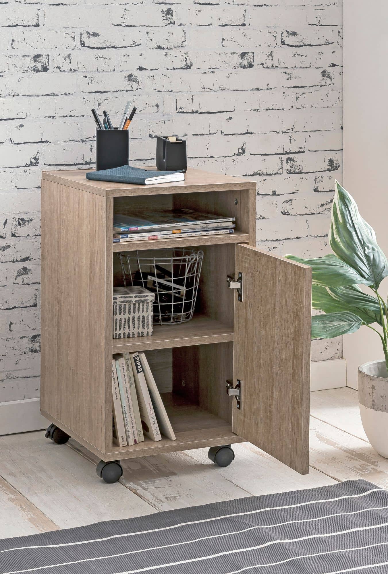 50123-WOHNLING-Rollcontainer-Katsu-33x38x59-5cm-_11K5MEW08Tboxuo Rollcontainer WL5.929 Sonoma 33x60x38cm Schubladenschrank Büro Container