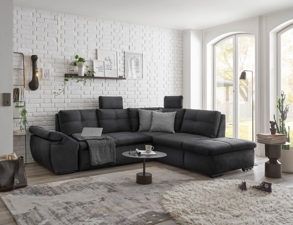 Alija Luxus-Schlafsofa mit verstellbarer Armlehne und Nosagfederung in Samtoptik – Wählbar in Silver, Grey oder Black