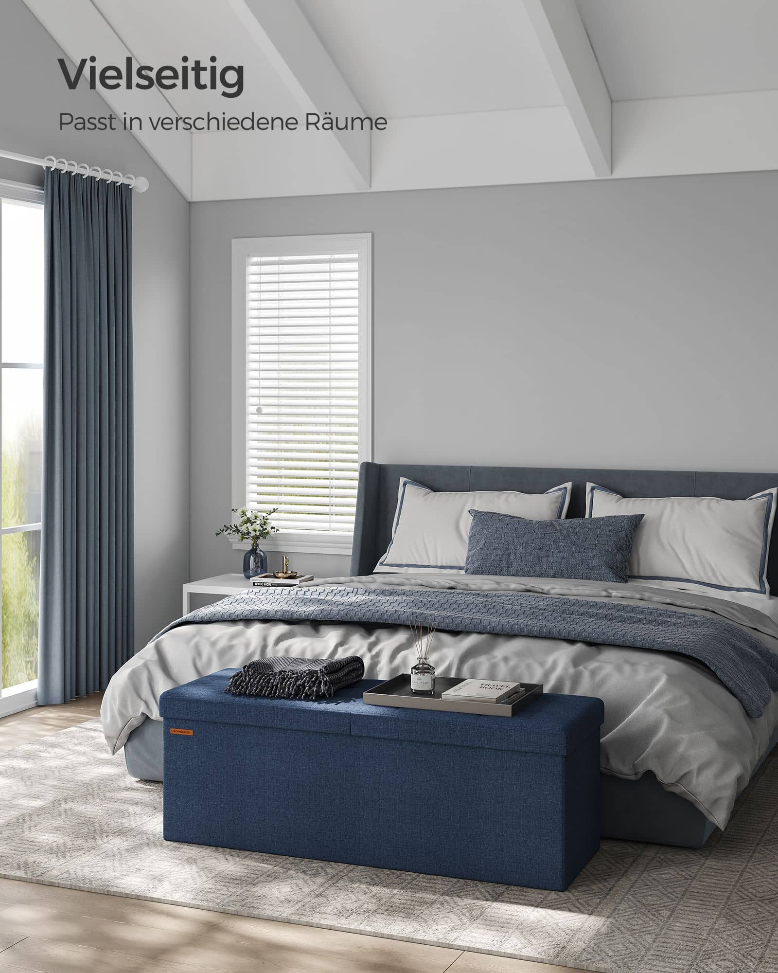 Sitzbank mit Stauraum 38 x 110 x 38 cm mitternachtsblau