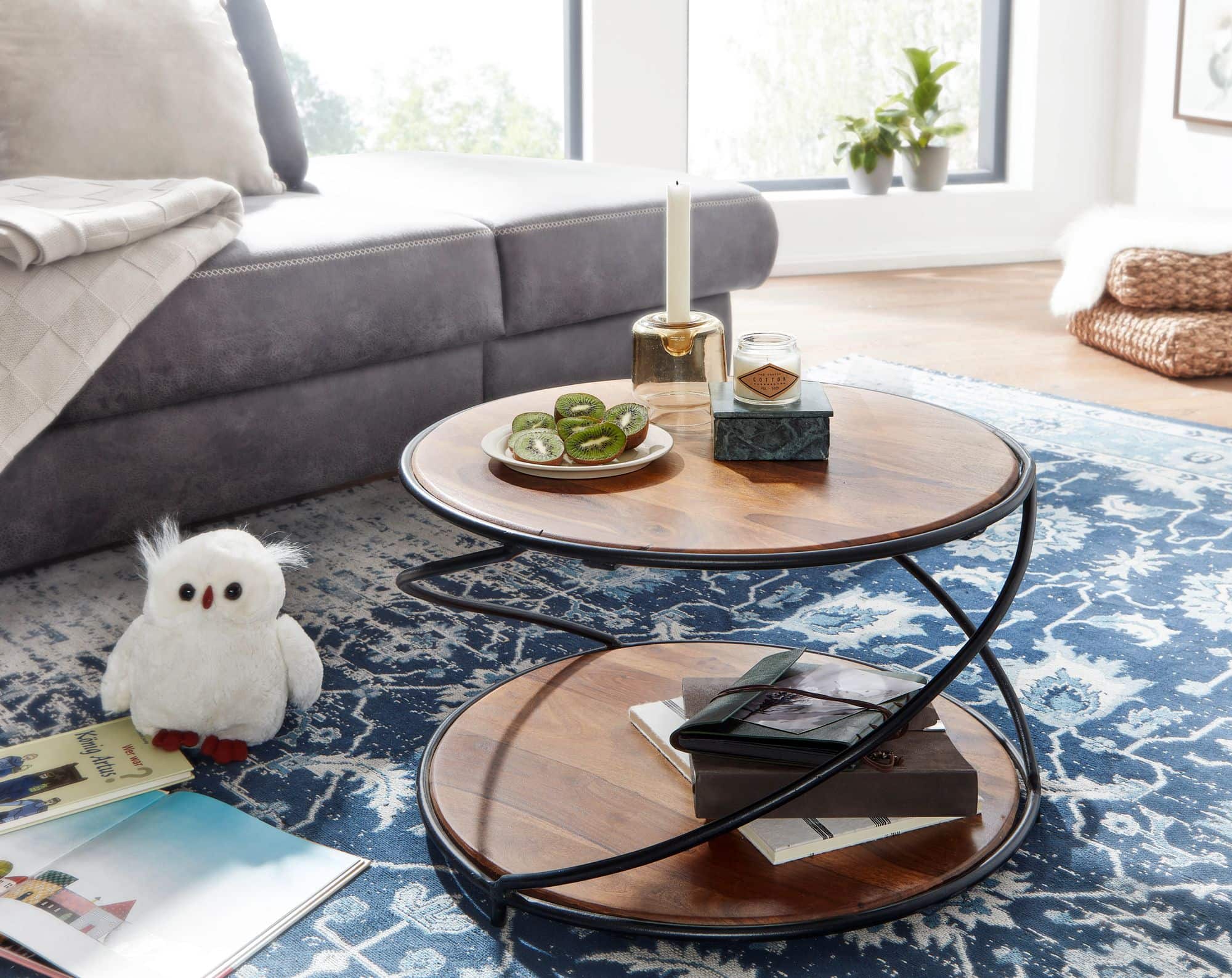 64613-Wohnling-Couchtisch-58x58x35-cm-Sheesham-WL6-551-WL6-551_5 Couchtisch 58x58x35 cm Sheesham Massivholz / Metall Sofatisch Rund