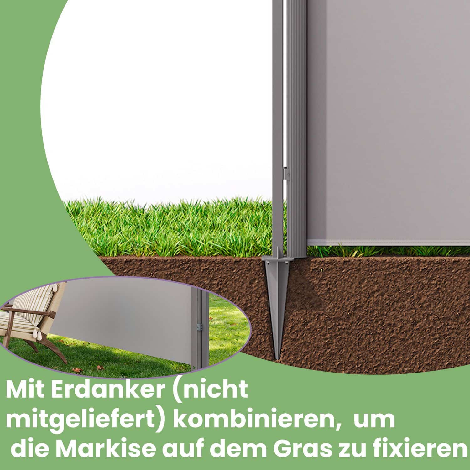 Standpfosten für Markisenkasten, Haltestange, Keine Wandmontage der Markise erforderlich Standpfosten für Markisenkasten, Haltestange, Keine Wandmontage der Markise erforderlich