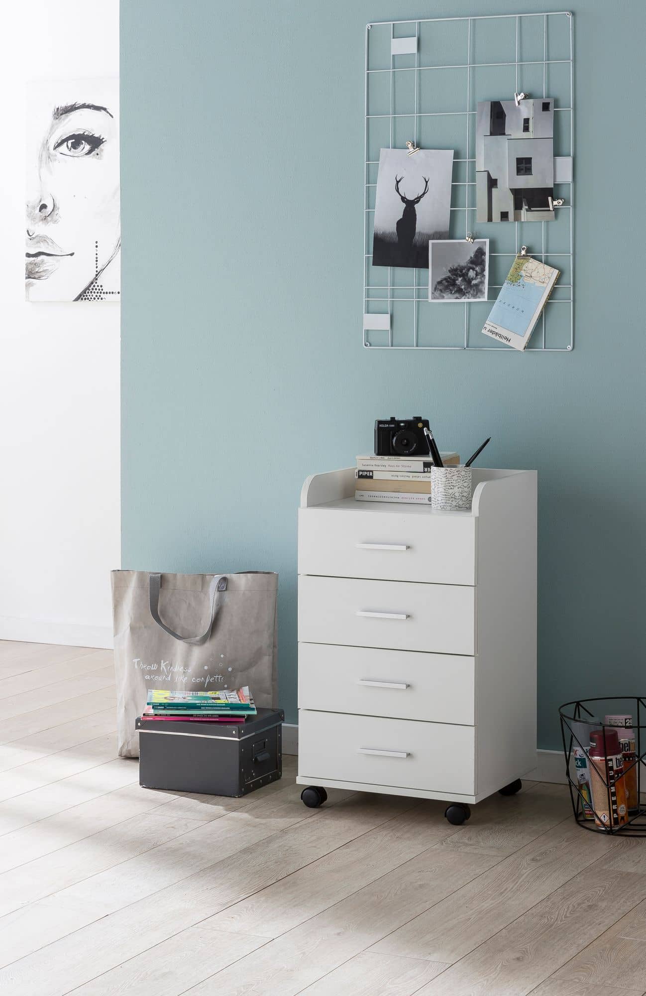 47552-WOHNLING-Rollcontainer-KENT-40x35x65-Weiss-_2 Rollcontainer WL5.748 40 x 70,5 x 33 cm Weiß