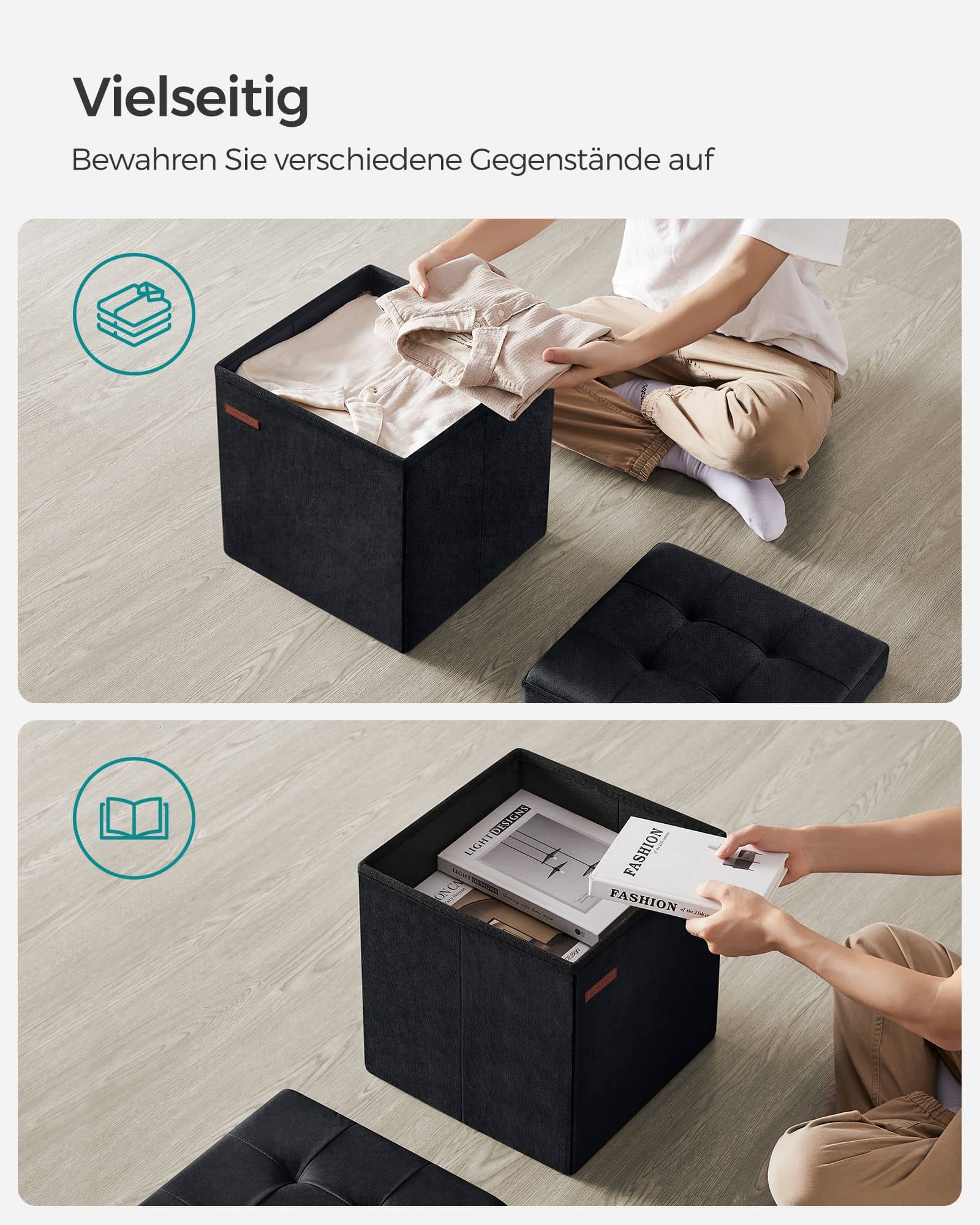 Sitzbank mit Stauraum aus Samt mit Deckel tintenschwarz Sitzbank mit Stauraum aus Samt mit Deckel tintenschwarz