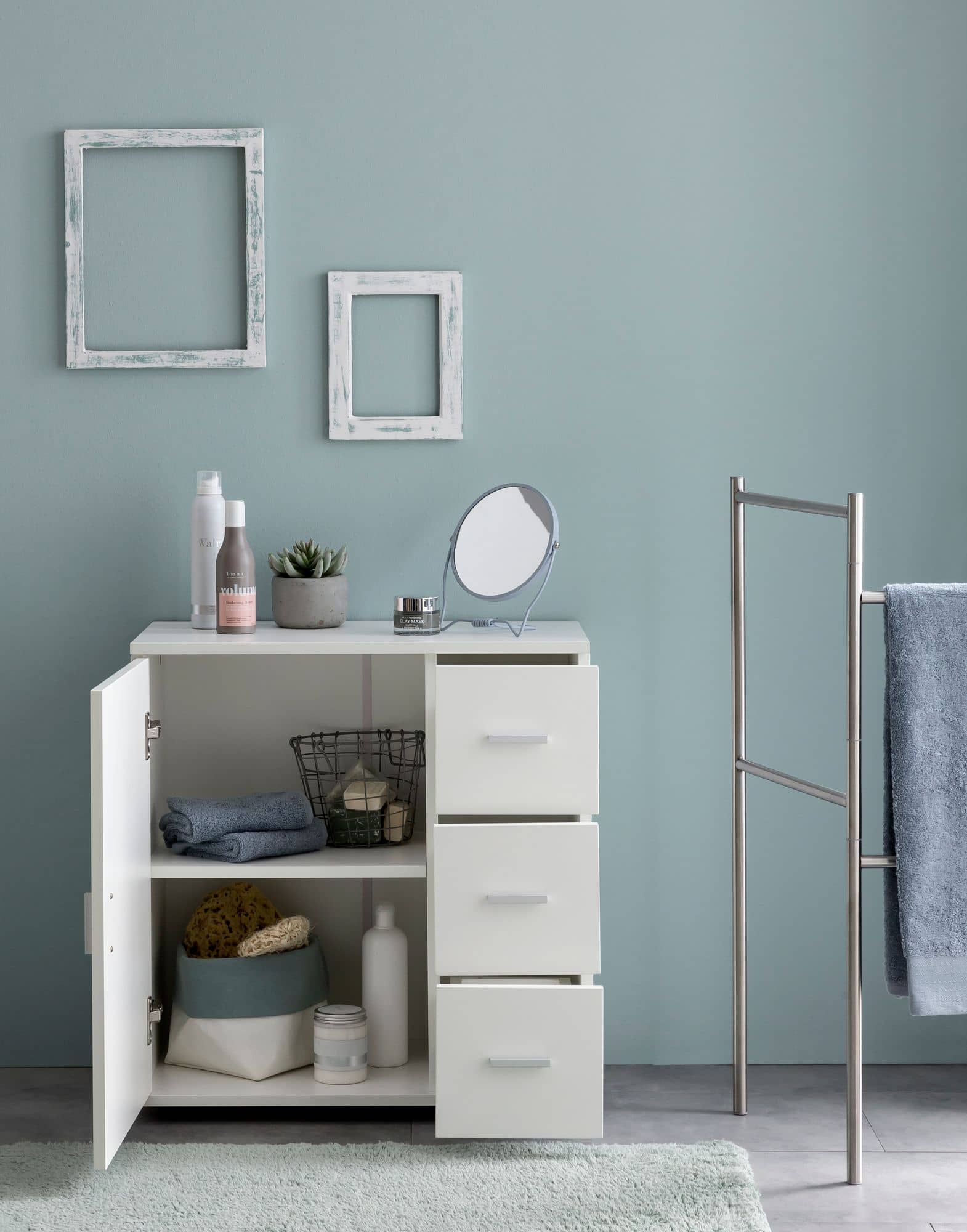 48585-WOHNLING-Badschrank-ALIA-60x33x60-8-cm-Weiss-WL5-877-WL5-877_6 Badschrank WL5.877 Weiß 60x65,5x33 cm Midi-Schrank mit Tür & Schubladen