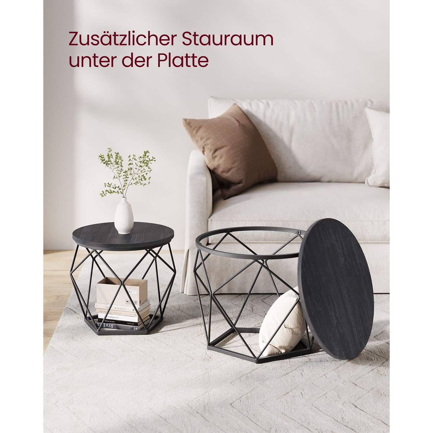 Couchtisch-Set schwarz 2 Stück-B34LET040B22 Couchtisch-Set schwarz 2 Stück-B34LET040B22