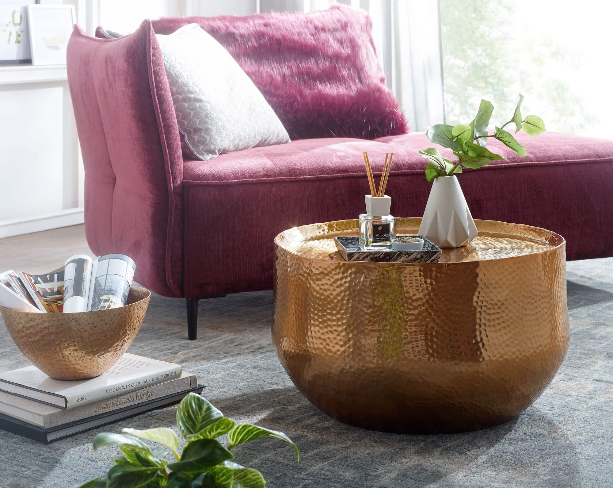 63444-WOHNLING-Couchtisch-Aluminum-Gold-60x60x35-cm-WL6-454-WL6-454_5sPKdgiJ8OKfoG Couchtisch Aluminium Gold 60x60x35 cm Wohnzimmertisch Hammerschlag