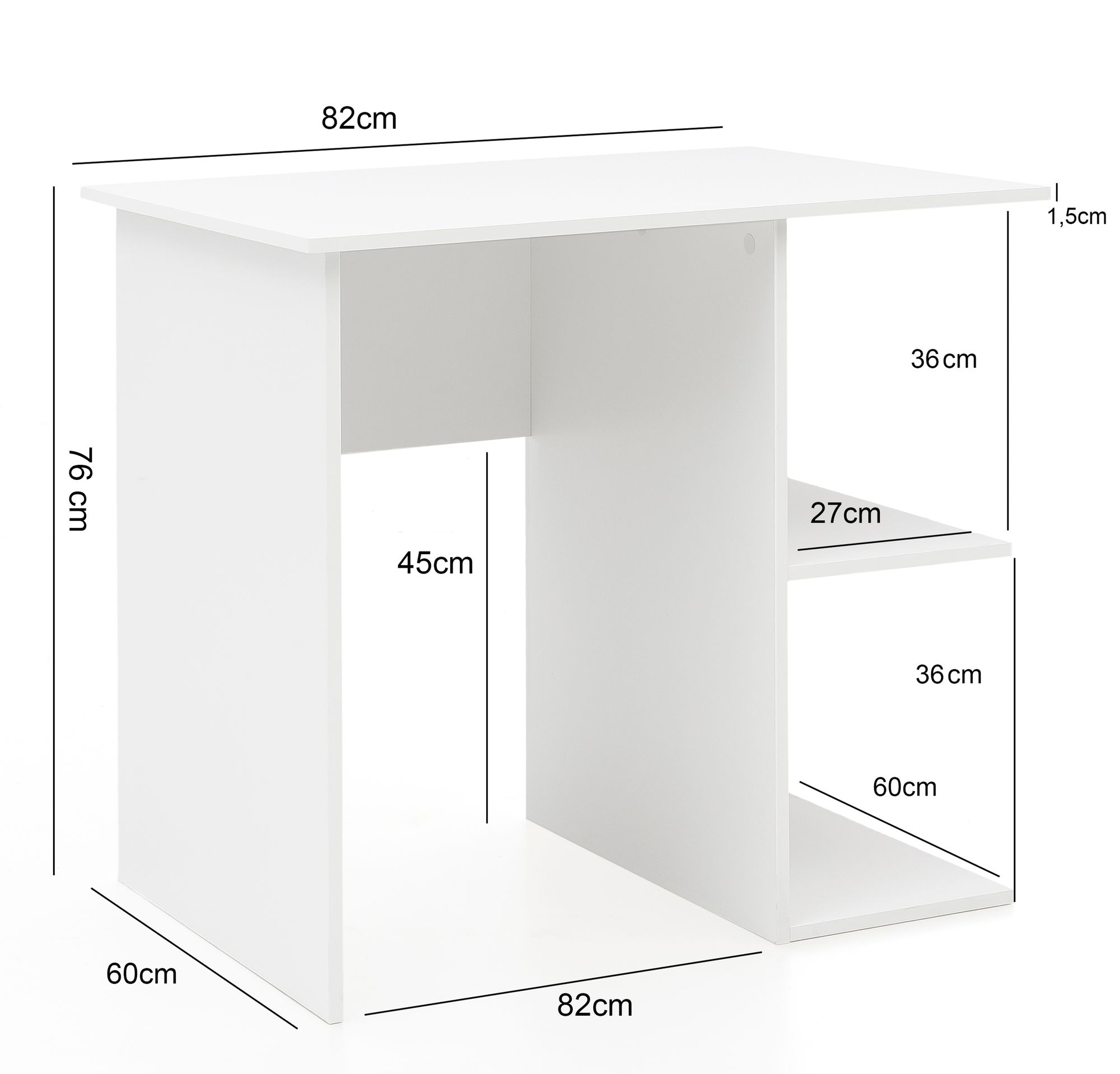 47565-WOHNLING-Schreibtisch-HOLGER-82x60x76-cm-We_3 Computertisch WL5.757 Weiß Schreibtisch 82 x 60 x 76 cm