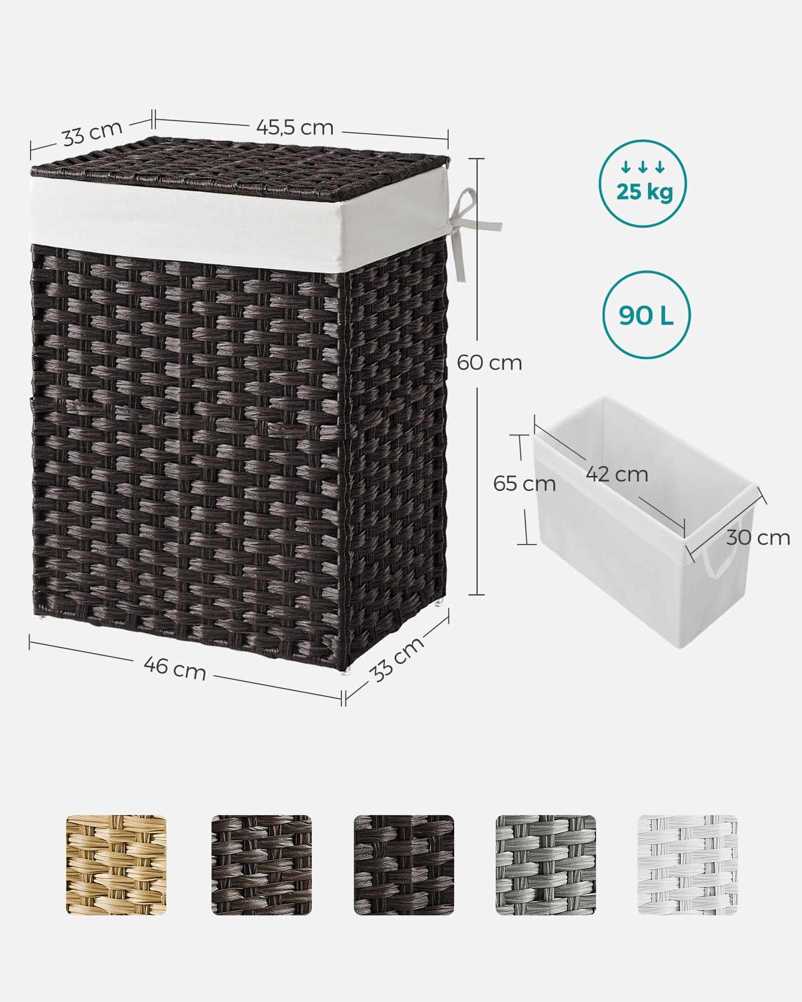 Wäschekorb aus Polyrattan Schwarz-LCB51BK Wäschekorb aus Polyrattan Schwarz-LCB51BK