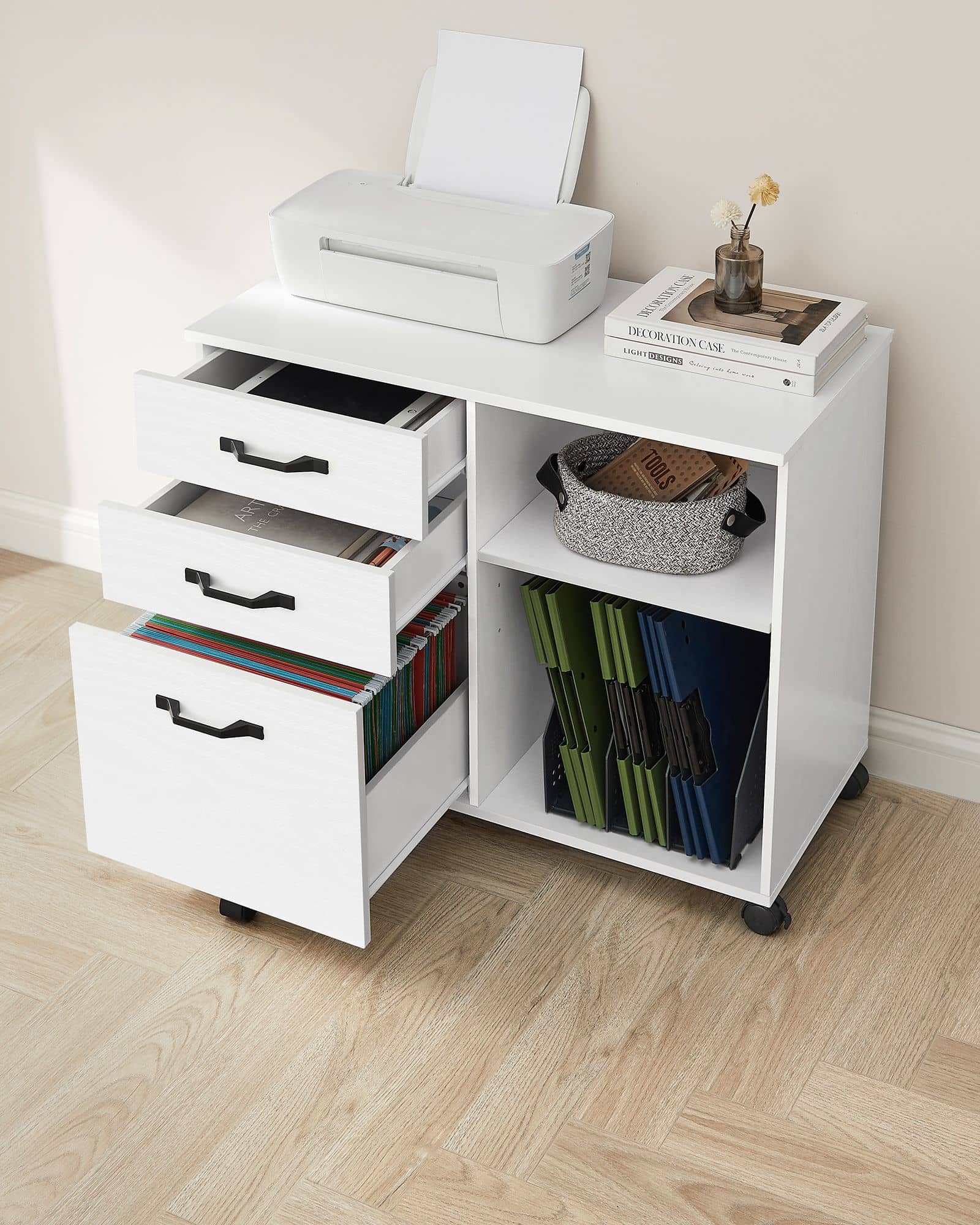 Rollcontainer mit 3 Schubladen und Rollen weiß-OFC041W46 Rollcontainer mit 3 Schubladen und Rollen weiß-OFC041W46