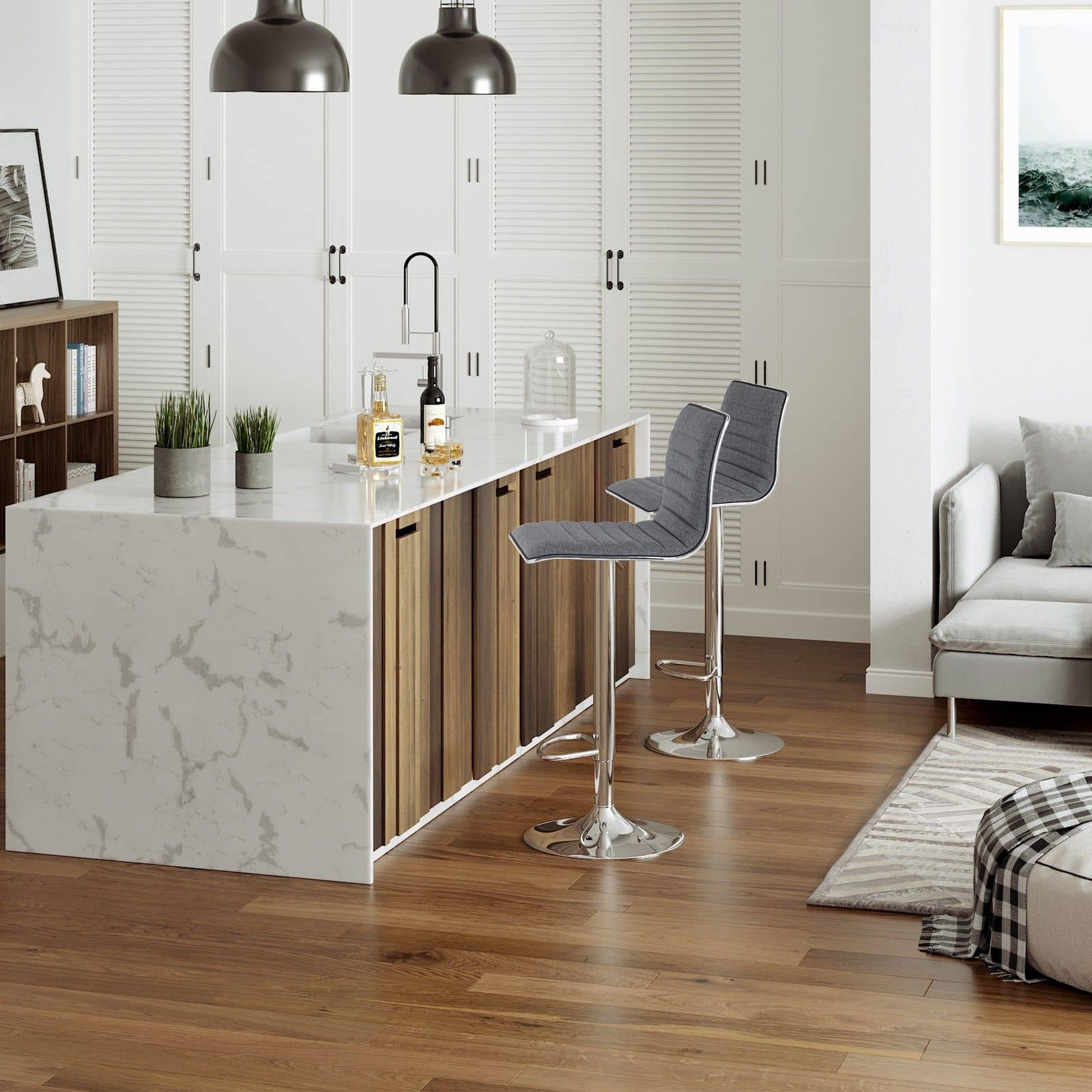 2er-Set Barhocker mit Rückenlehne