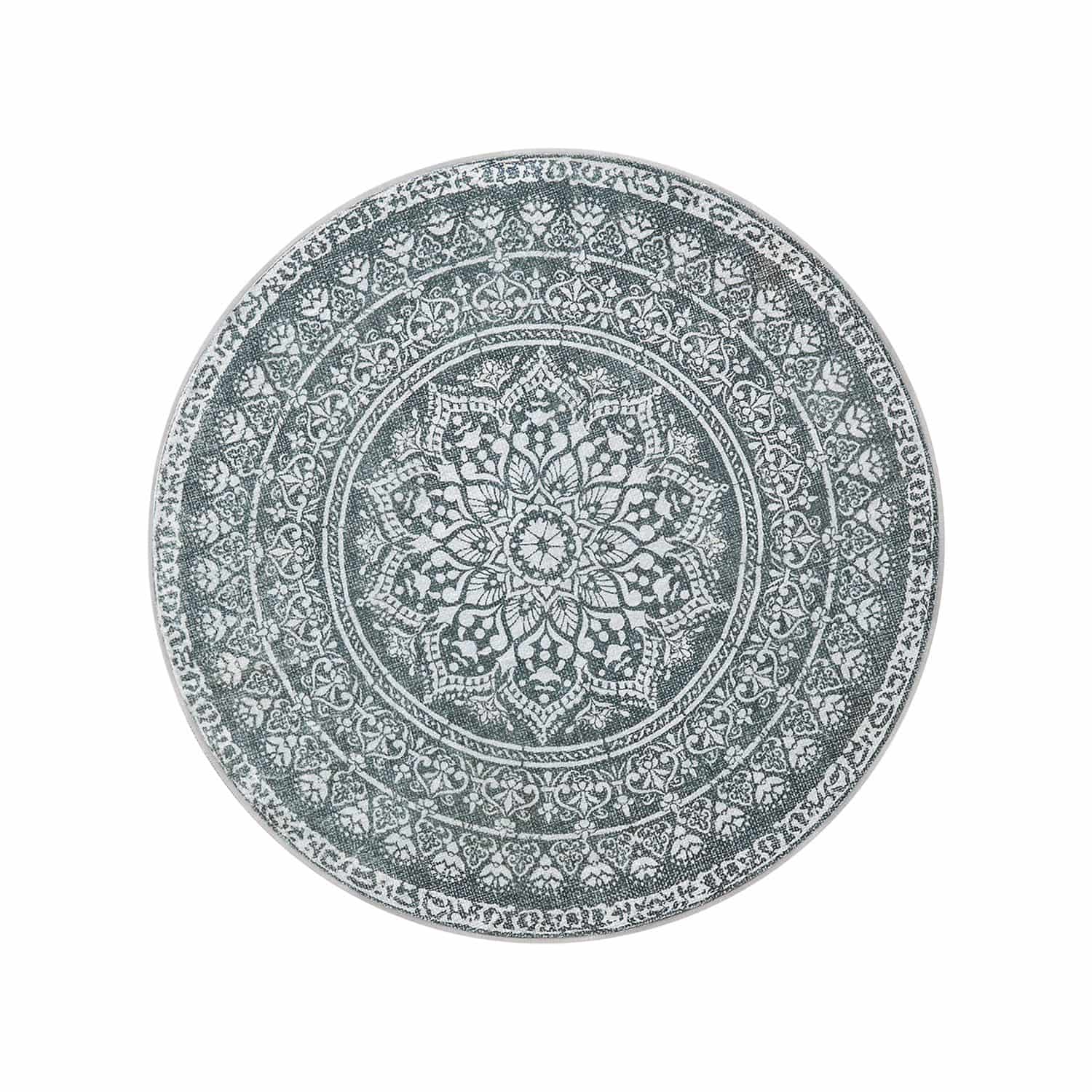 Teppich rund 120 cm d Boho-Stil anthrazitgrau
