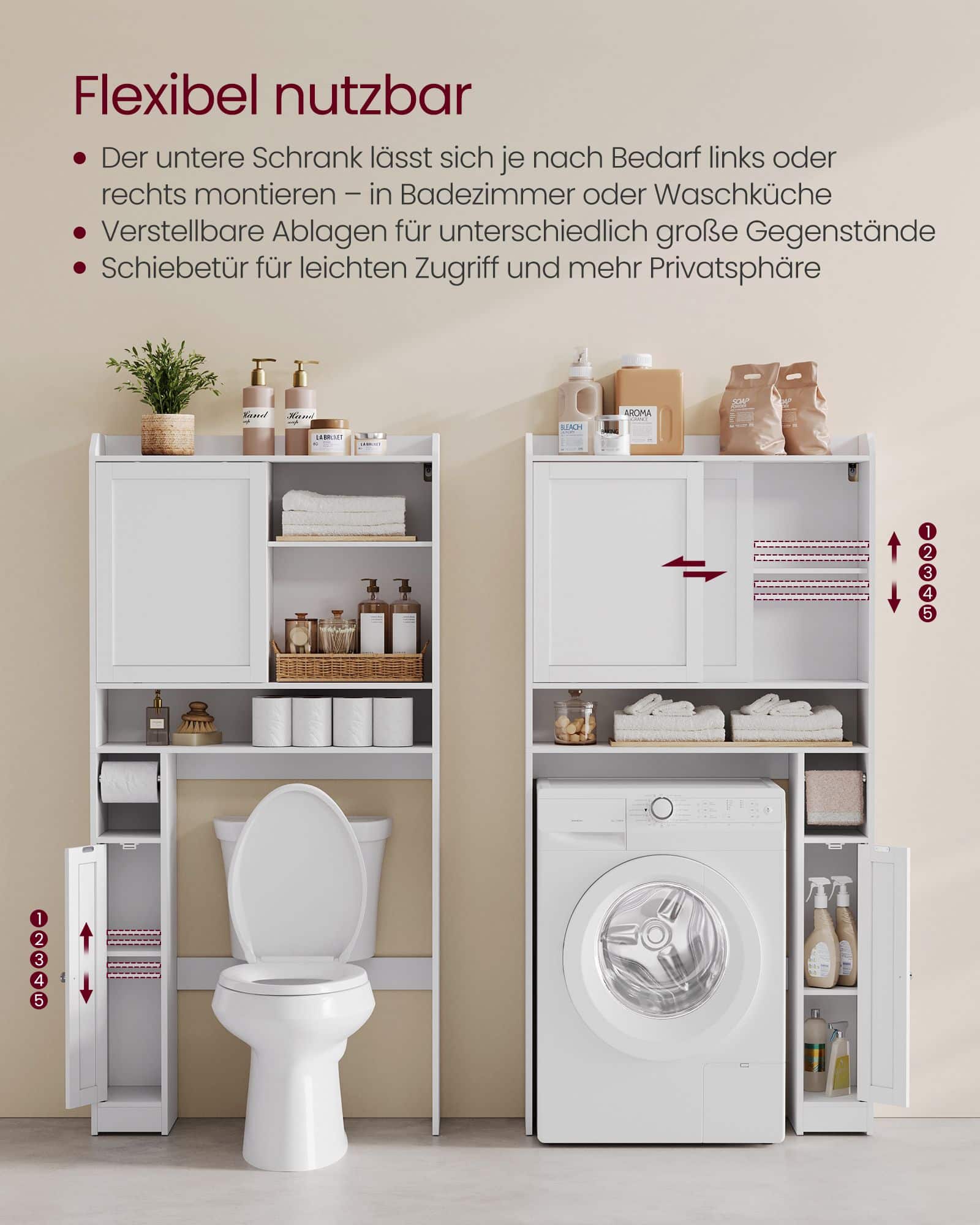 Toilettenregal mit Schiebetür 25 x 83 x 170 cm wolkenweiß Toilettenregal mit Schiebetür 25 x 83 x 170 cm wolkenweiß