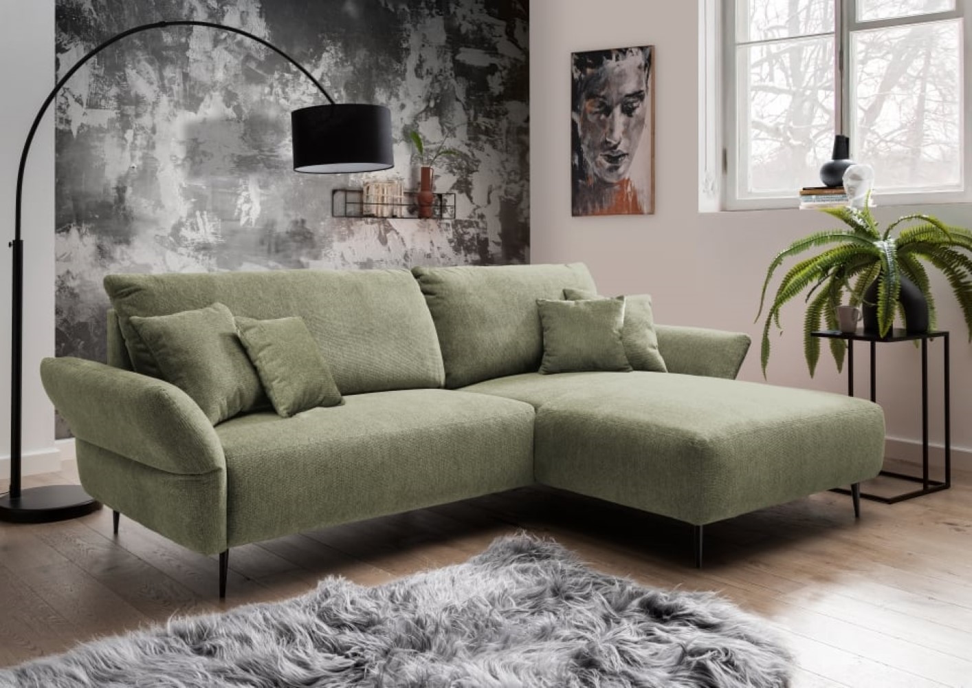 Benformato_Vanilla_2AF-RECAF_9757_ZK9757-1 Natürliche Eleganz: Das Vardo Ecksofa in Grün von Benformato mit verstellbaren Armlehnen
