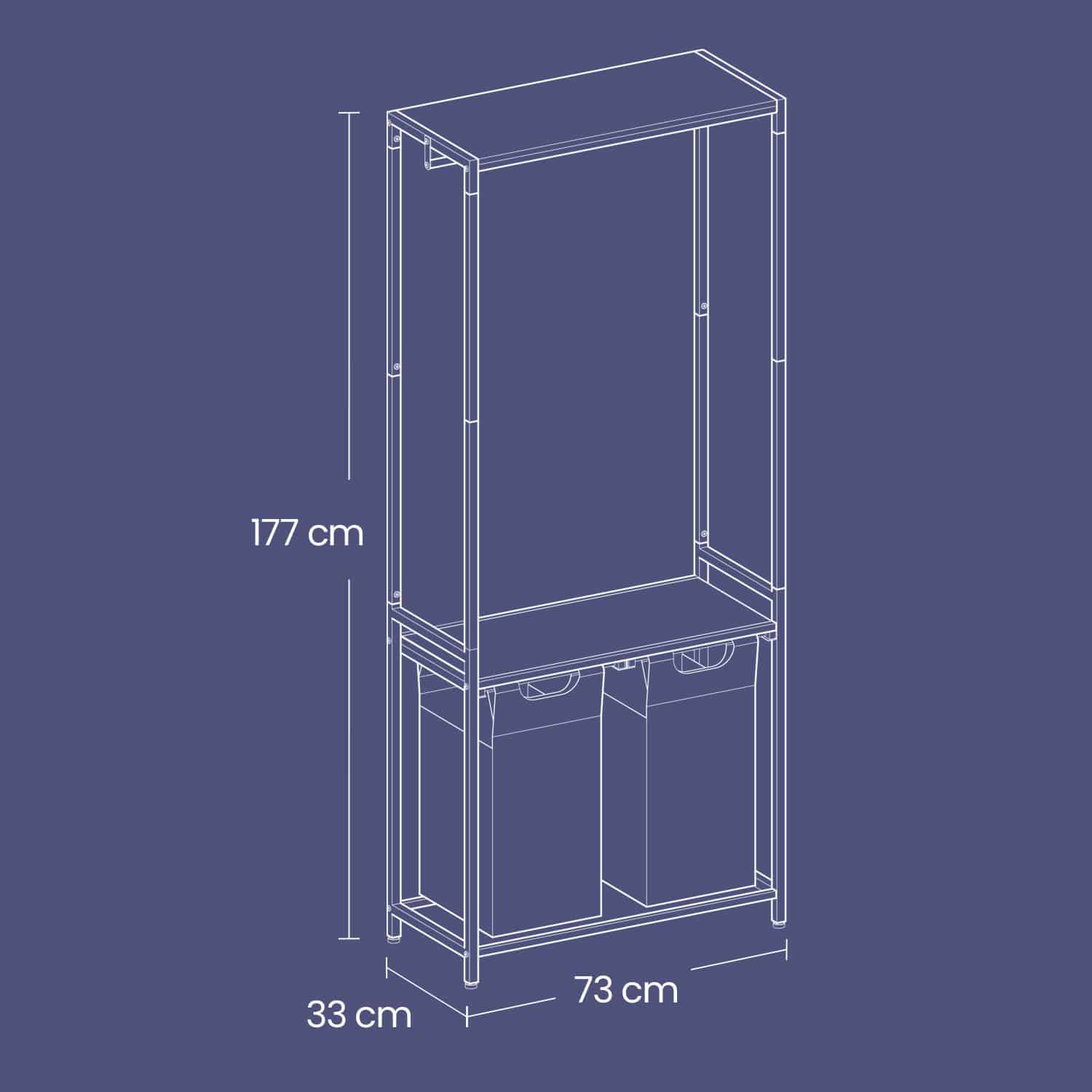Wäschekorb mit Garderobenständer 2 Fächer vintagebraun-klassikschwarz Wäschekorb mit Garderobenständer 2 Fächer vintagebraun-klassikschwarz