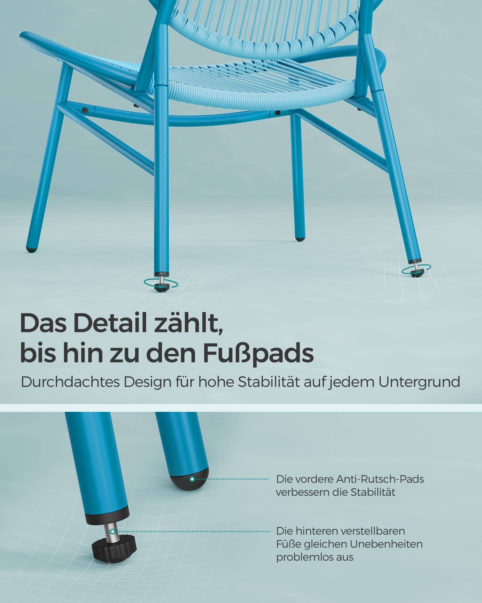 Balkonmöbel 3er Set mit Tisch und 2 Stühlen seeblau Balkonmöbel 3er Set mit Tisch und 2 Stühlen seeblau