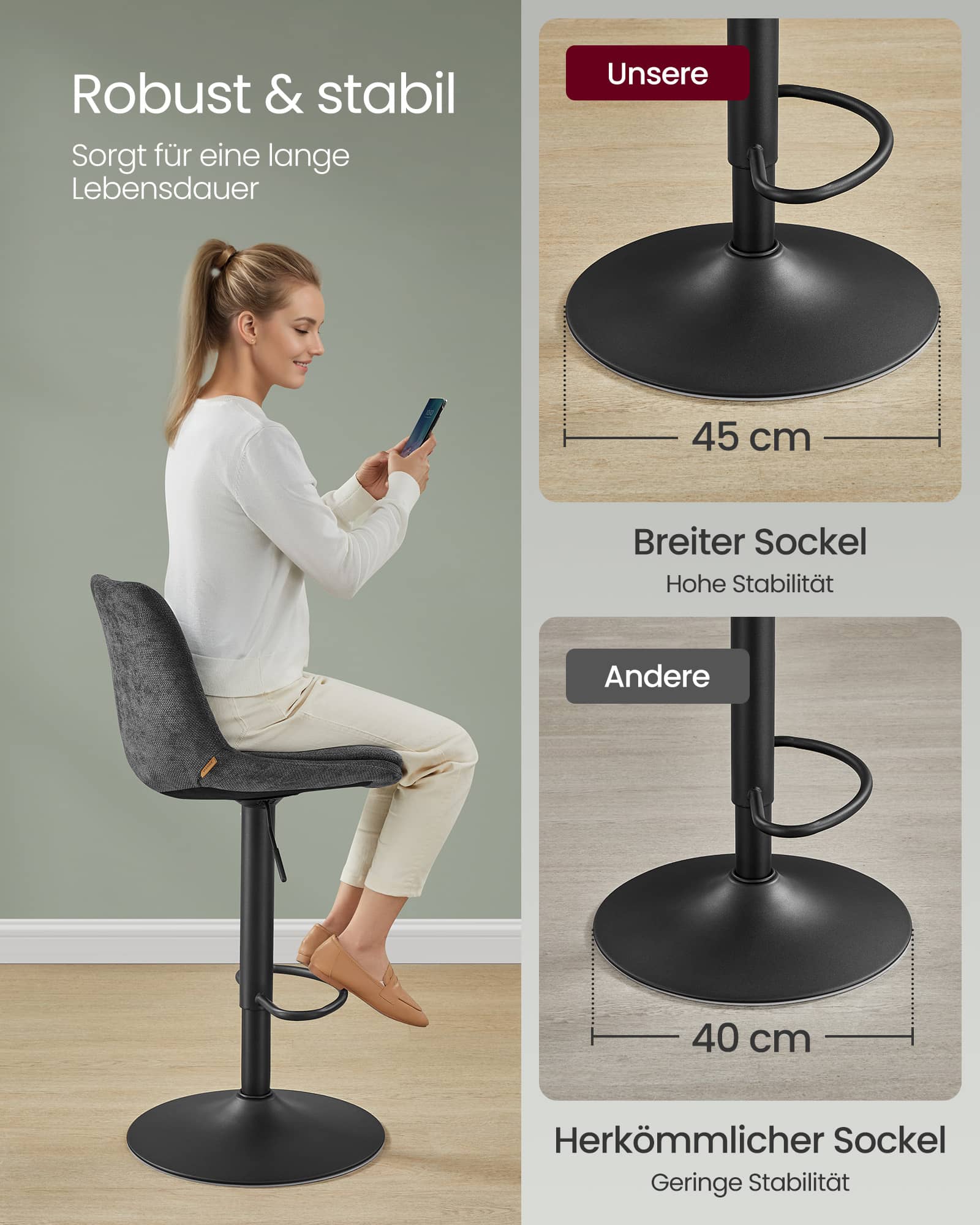 Barstühle höhenverstellbar mit Rückenlehne und Fußstütze schiefergrau Barstühle höhenverstellbar mit Rückenlehne und Fußstütze schiefergrau