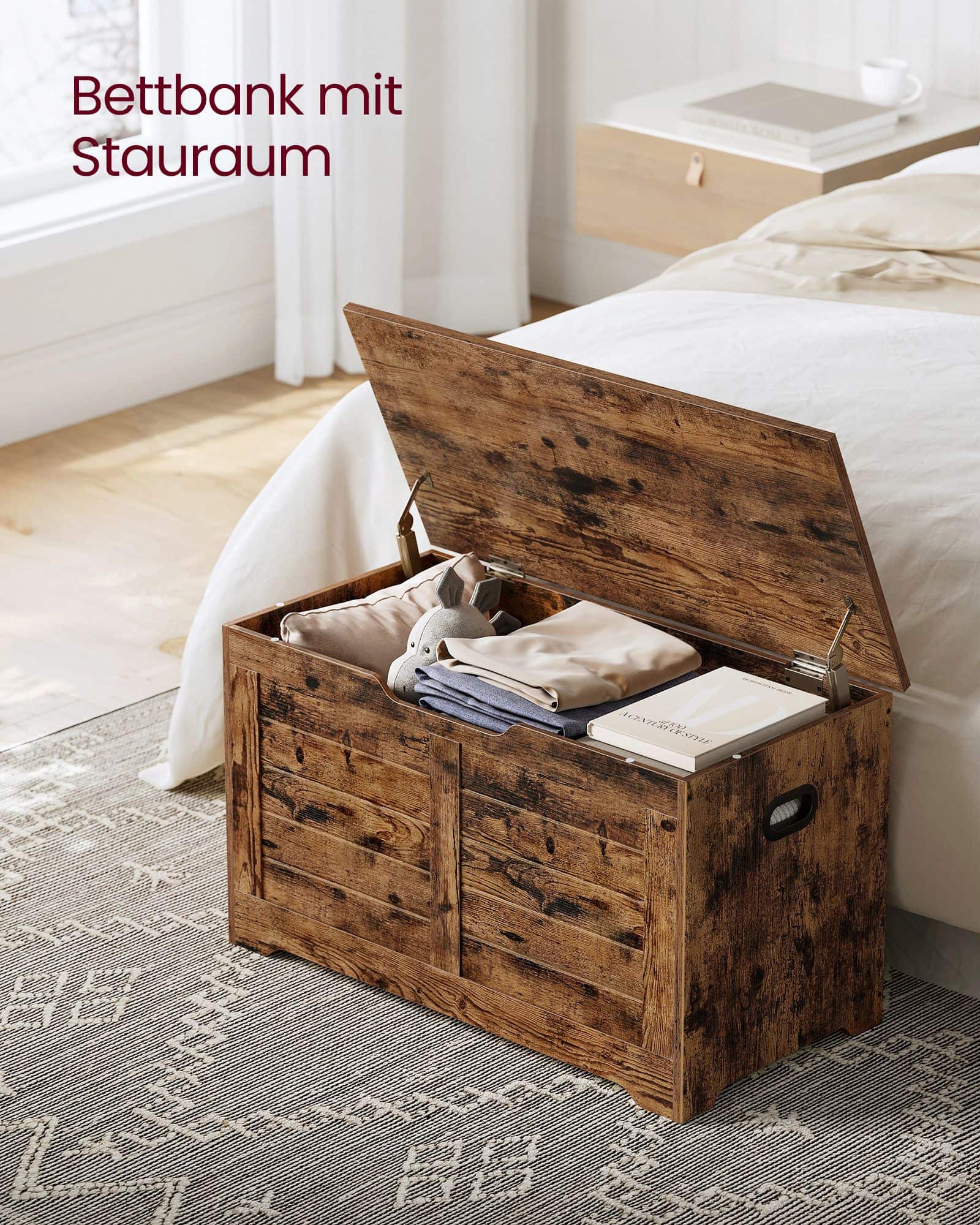 Sitzbank mit Stauraum Vintage-Stil vintagebraun-LSB063T01 Sitzbank mit Stauraum Vintage-Stil vintagebraun-LSB063T01