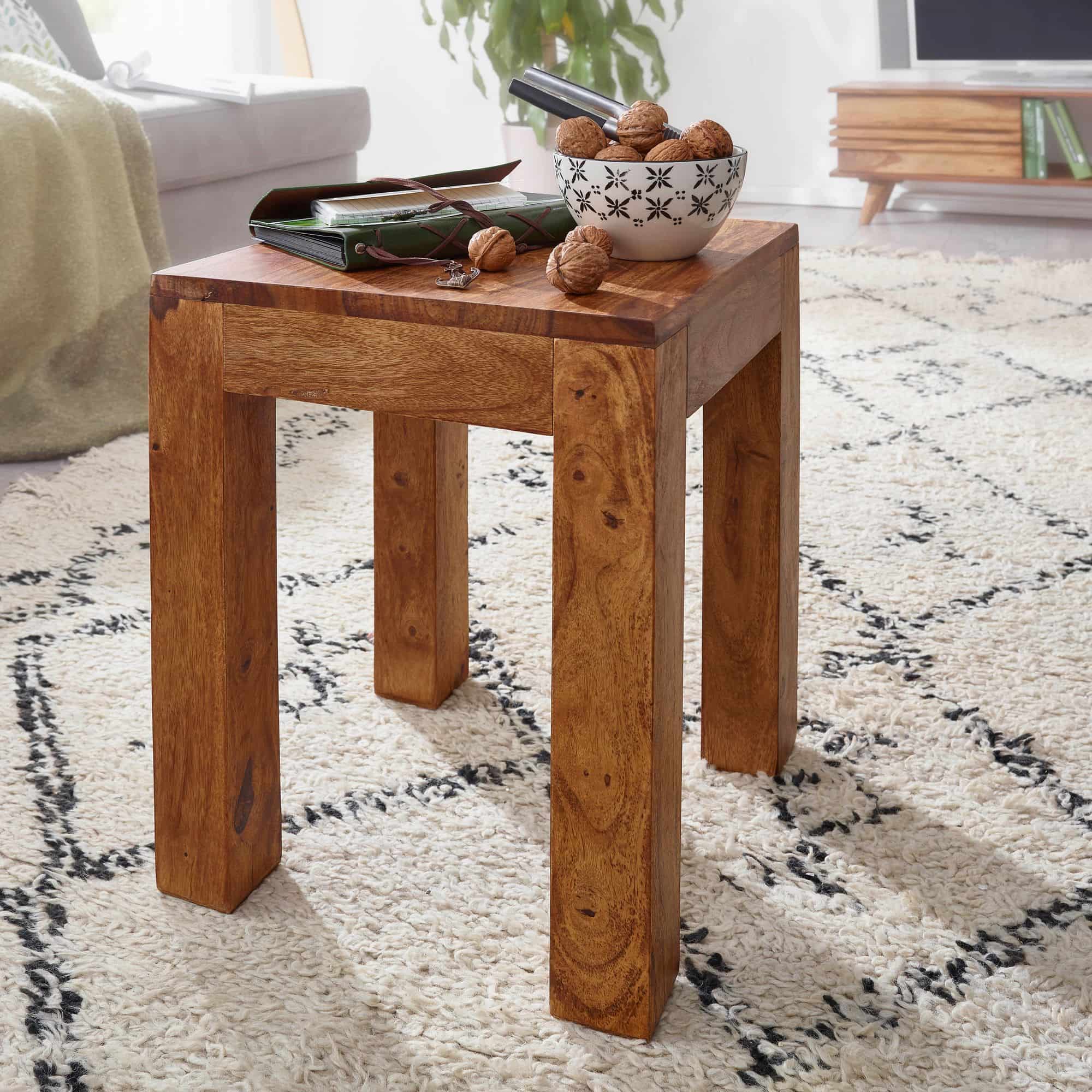 Beistelltisch MUMBAI Massiv-Holz Sheesham 35 x 35 cm Wohnzimmer-Tisch Design dunkel-braun Landhaus-Stil Couchtisch Beistelltisch MUMBAI Massiv-Holz Sheesham 35 x 35 cm Wohnzimmer-Tisch Design dunkel-braun Landhaus-Stil Couchtisch