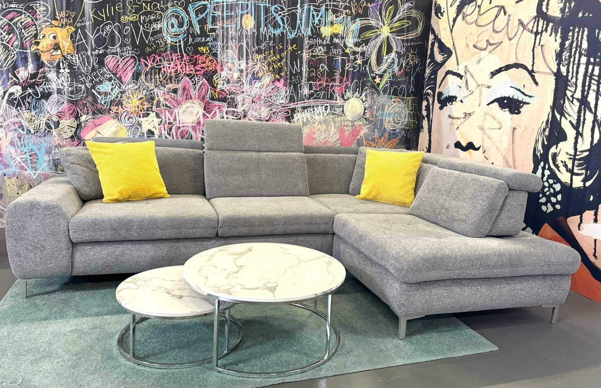 Sofa Norderney Grau 310x210 cm mit Sitztiefenverstellung & Federkern Sofa Norderney Grau 310x210 cm mit Sitztiefenverstellung & Federkern