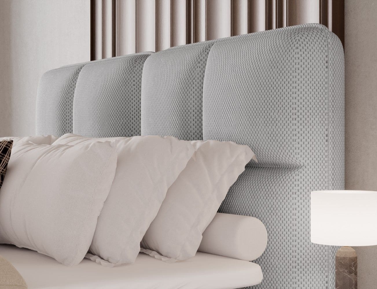 Boxspringbett Tonila Calmora Mikrofaser Grau mit Bettkasten | Topper 