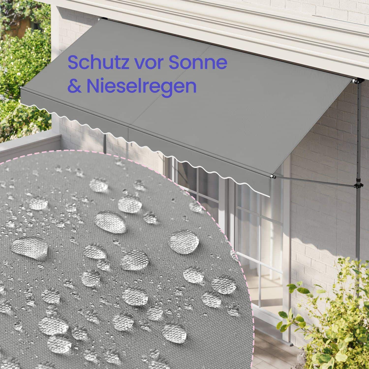 Klemmmarkise, Balkonmarkise, höhenverstellbar Klemmmarkise, Balkonmarkise, höhenverstellbar