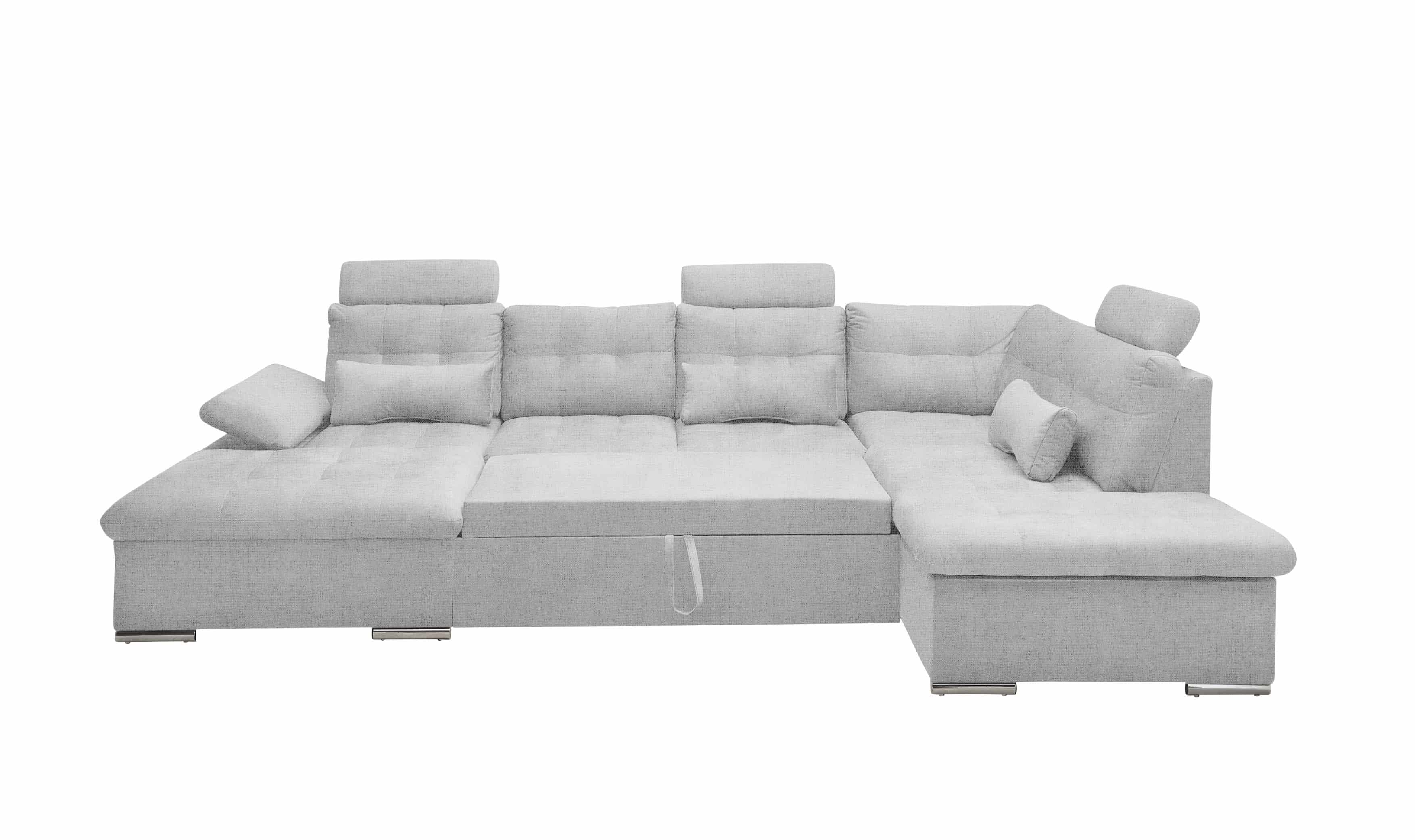 Couch U-Form mit Schlaffunktion und Bettkasten in Hellgrau - Medan XXL Couch U-Form mit Schlaffunktion und Bettkasten in Hellgrau - Medan XXL