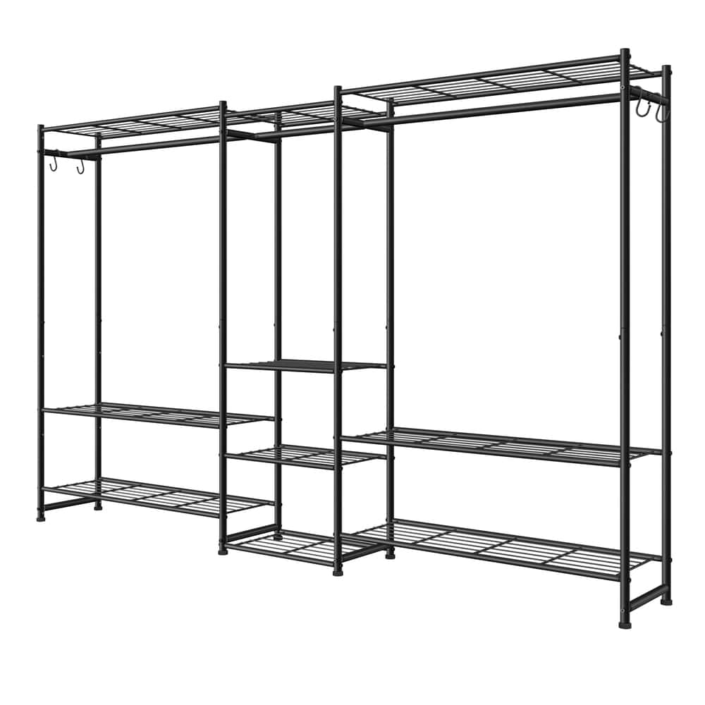 Garderobenständer mit Metallrahmen, offener Kleiderschrank, 10 Ablagen Garderobenständer mit Metallrahmen, offener Kleiderschrank, 10 Ablagen