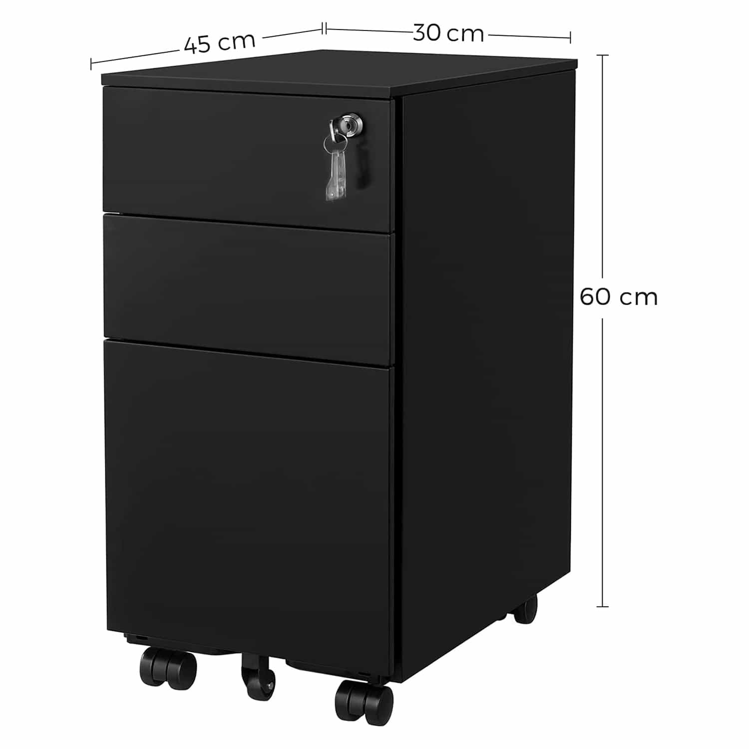 Rollcontainer mit Rollen und Schloss schwarz-B34OFC031B01 Rollcontainer mit Rollen und Schloss schwarz-B34OFC031B01