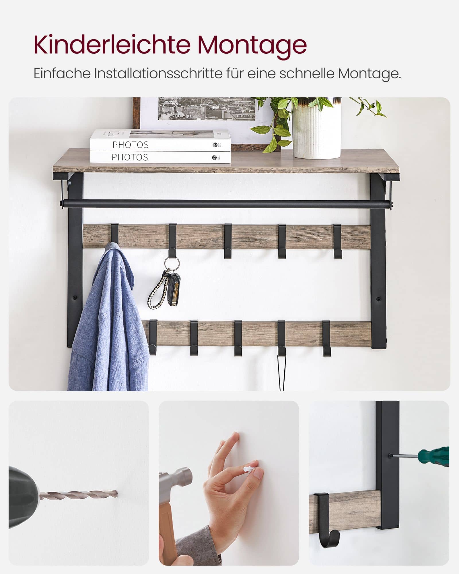 Wandgarderobe mit Kleiderstange Wandgarderobe mit Kleiderstange