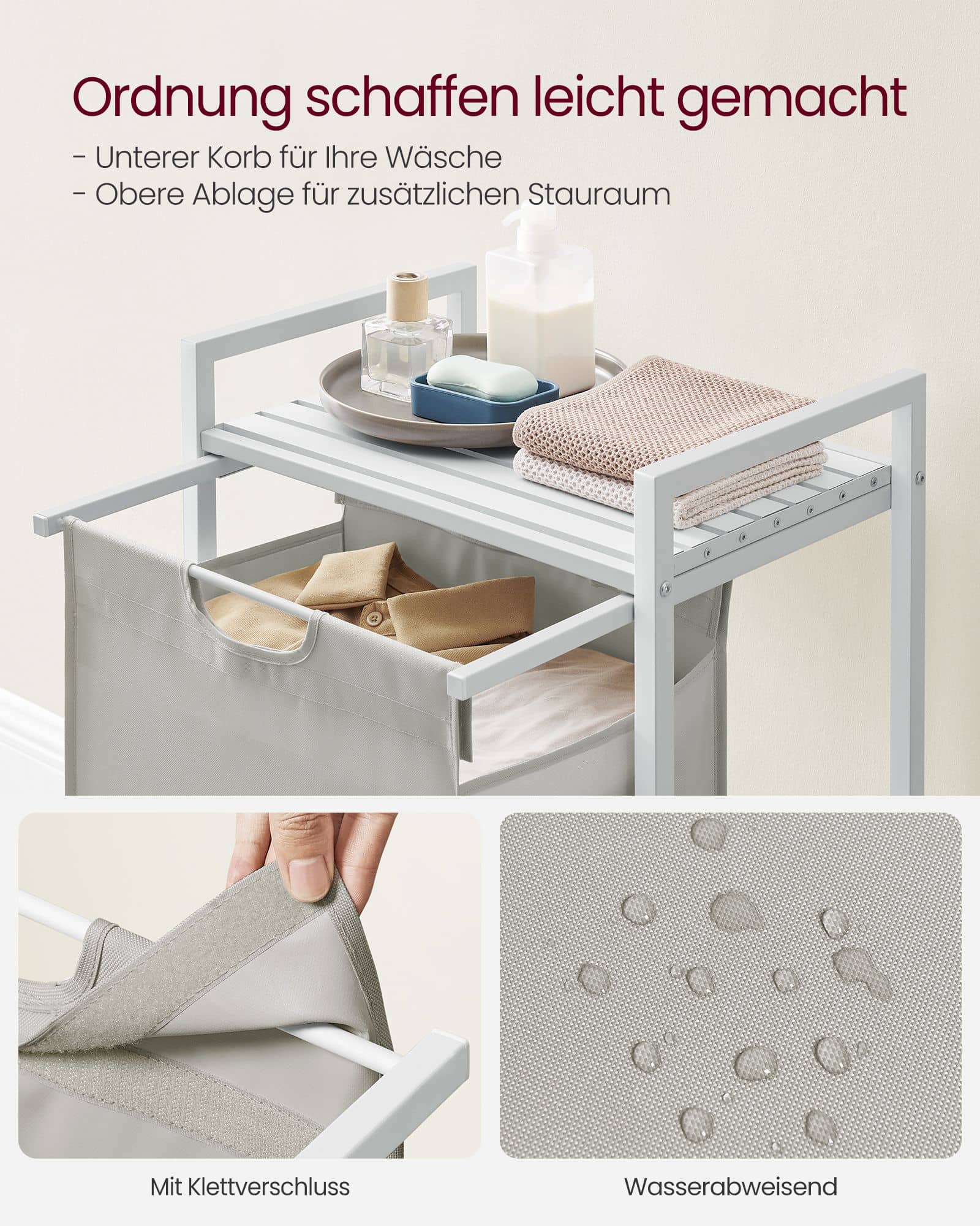 Wäschekorb, Wäschesammler mit Ablage, Wäschesack Wäschekorb, Wäschesammler mit Ablage, Wäschesack