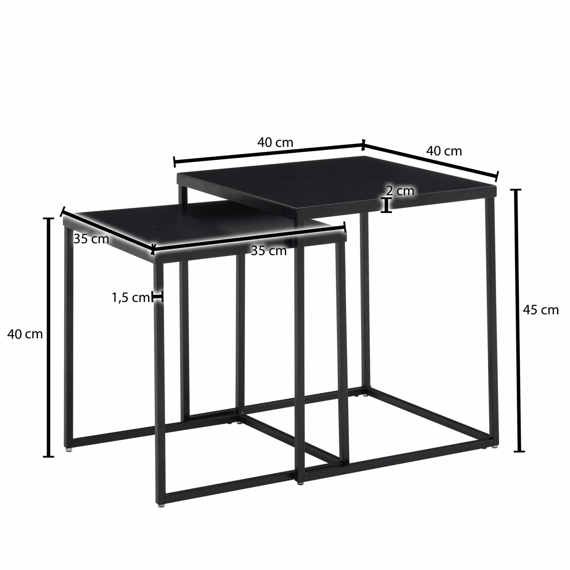 Wohnzimmertisch 2er Set Metall Beistelltisch Eckig Schwarz Wohnzimmertisch 2er Set Metall Beistelltisch Eckig Schwarz