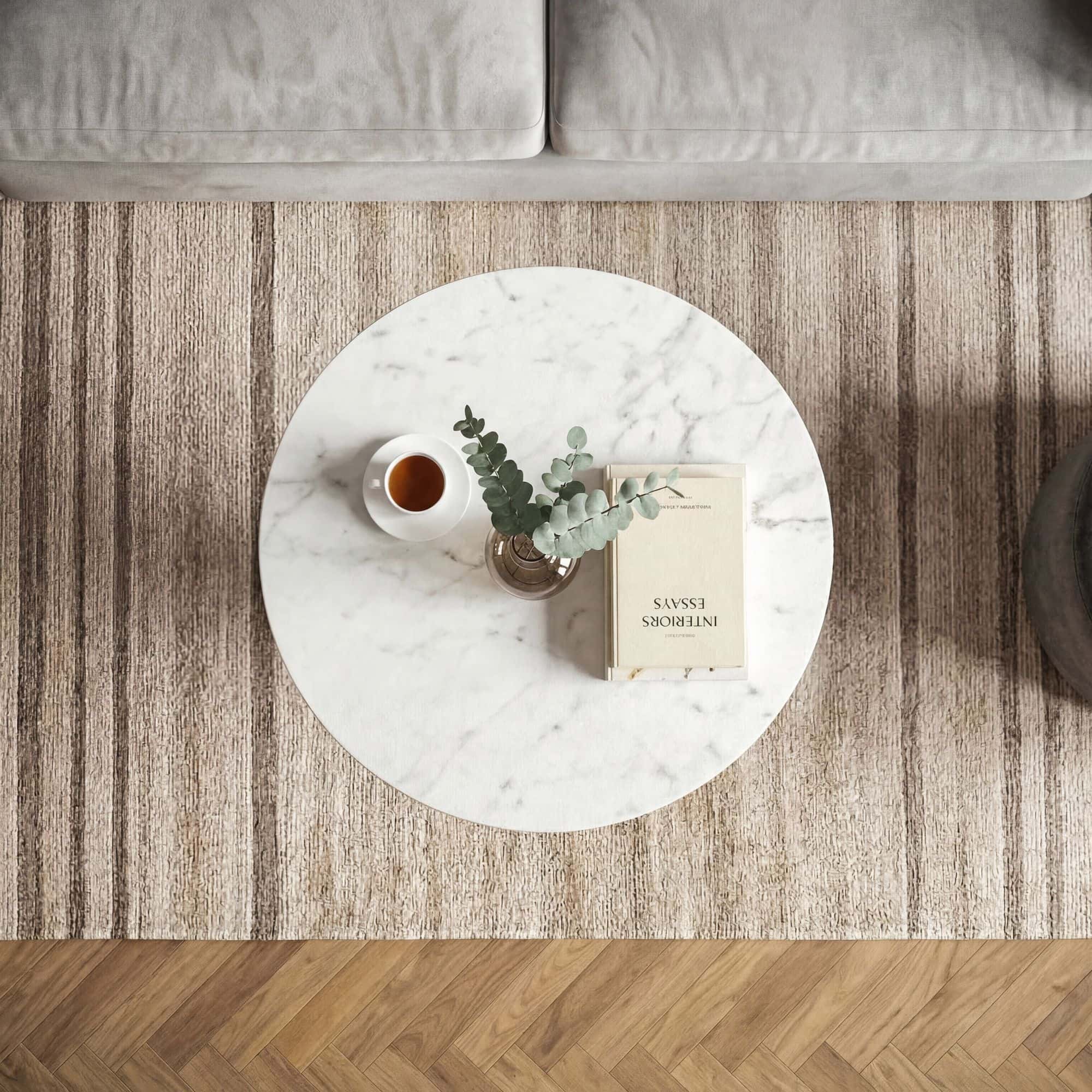 Couchtisch Gold 60cm mit weißer Marmor Tischplatte - Wohnzimmertisch rund - Sofatisch Alu modern - Beistelltisch Aluminium - Design Tisch Wohnzimmer Metallgestell Handmade