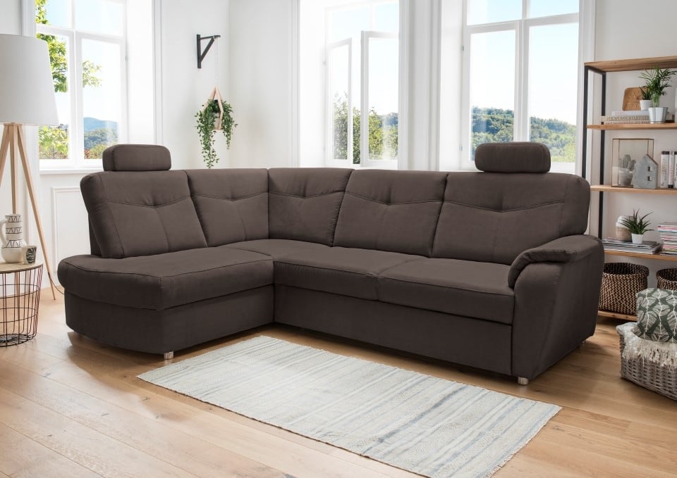 Stylisches Ecksofa Edna von Benformato mit Schlaffunktion und Bettkasten – Verschiedene Farben erhältlich