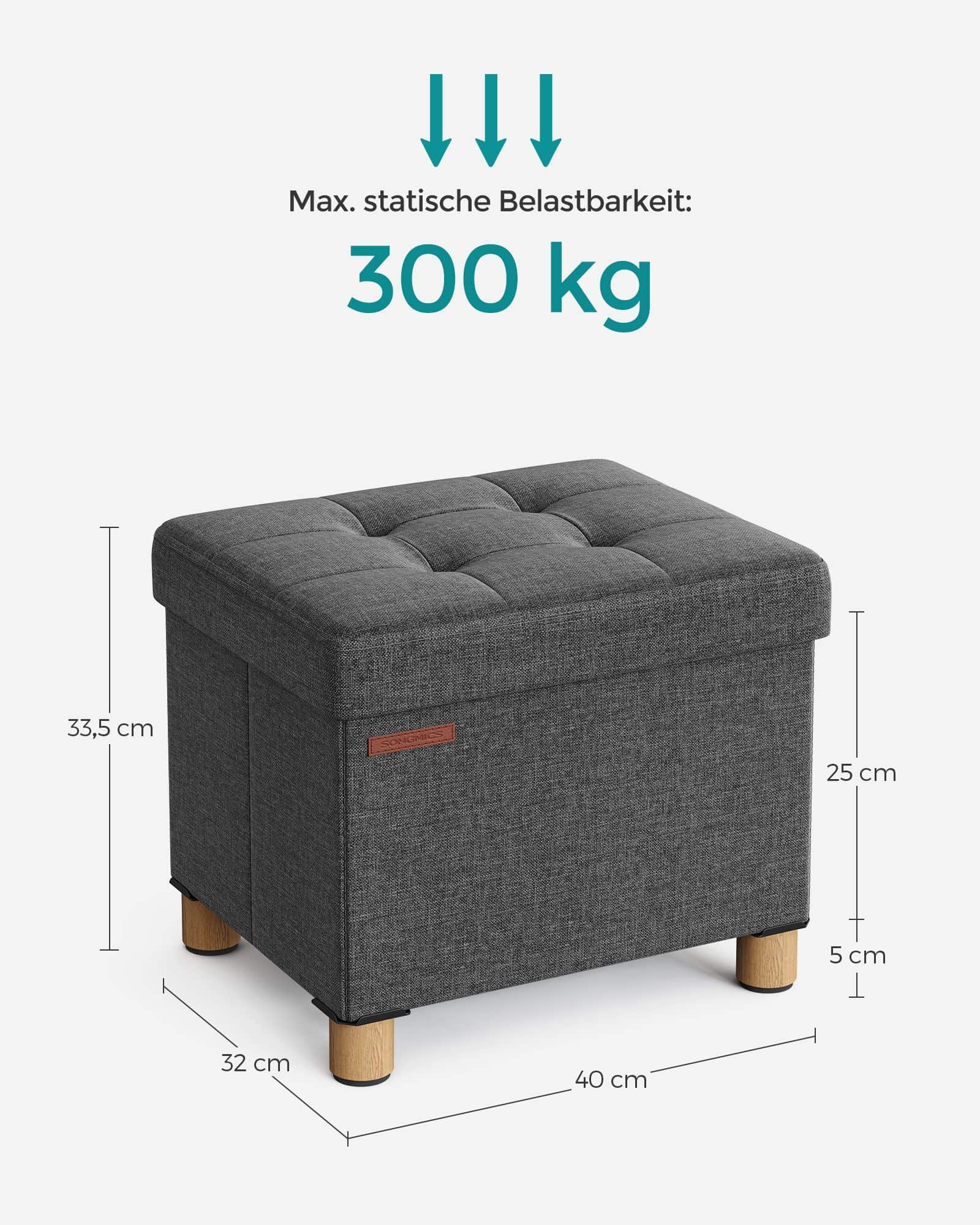 Sitzbank klappbar 32 x 40 x 33,5 cm mit Stauraum dunkelgrau Sitzbank klappbar 32 x 40 x 33,5 cm mit Stauraum dunkelgrau