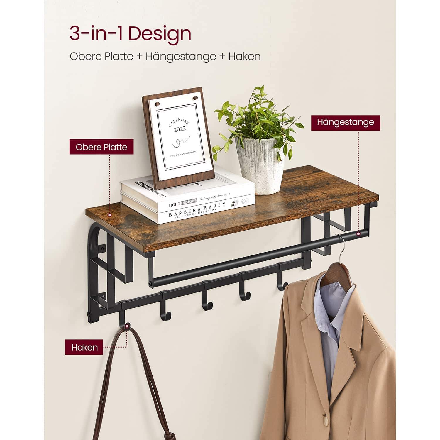 Industrie-Design Wandgarderobe-B34LCR12BX Industrie-Design Wandgarderobe-B34LCR12BX