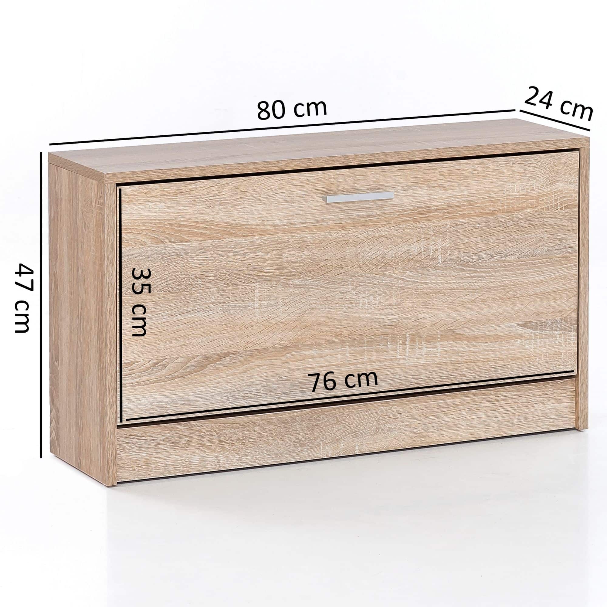 45764-WOHNLING-Schuhbank-mit-1-Klappe-Sonoma_10 Schuhkipper SPLIT Modern 80 x 47 x 24 cm Holz Schuhregal Weiß 1 Fach